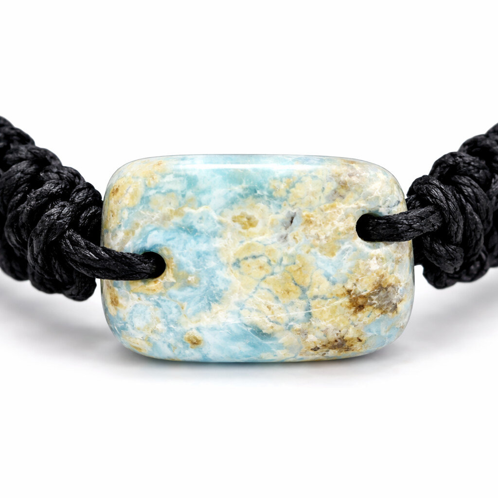 Rarest Natural Ocean Blue Larimar Bracelet Wristband adjustable cord – photo 2