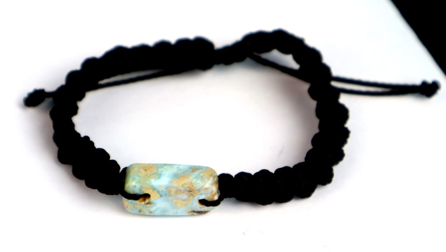 Rarest Natural Ocean Blue Larimar Bracelet Wristband adjustable cord – photo 3