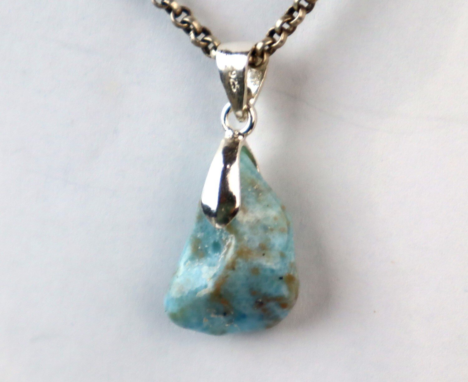 Genuine Dominican Blue Larimar Unique 925 Sterling Silver Pendant 1.3 Inch 3.5g – photo 5