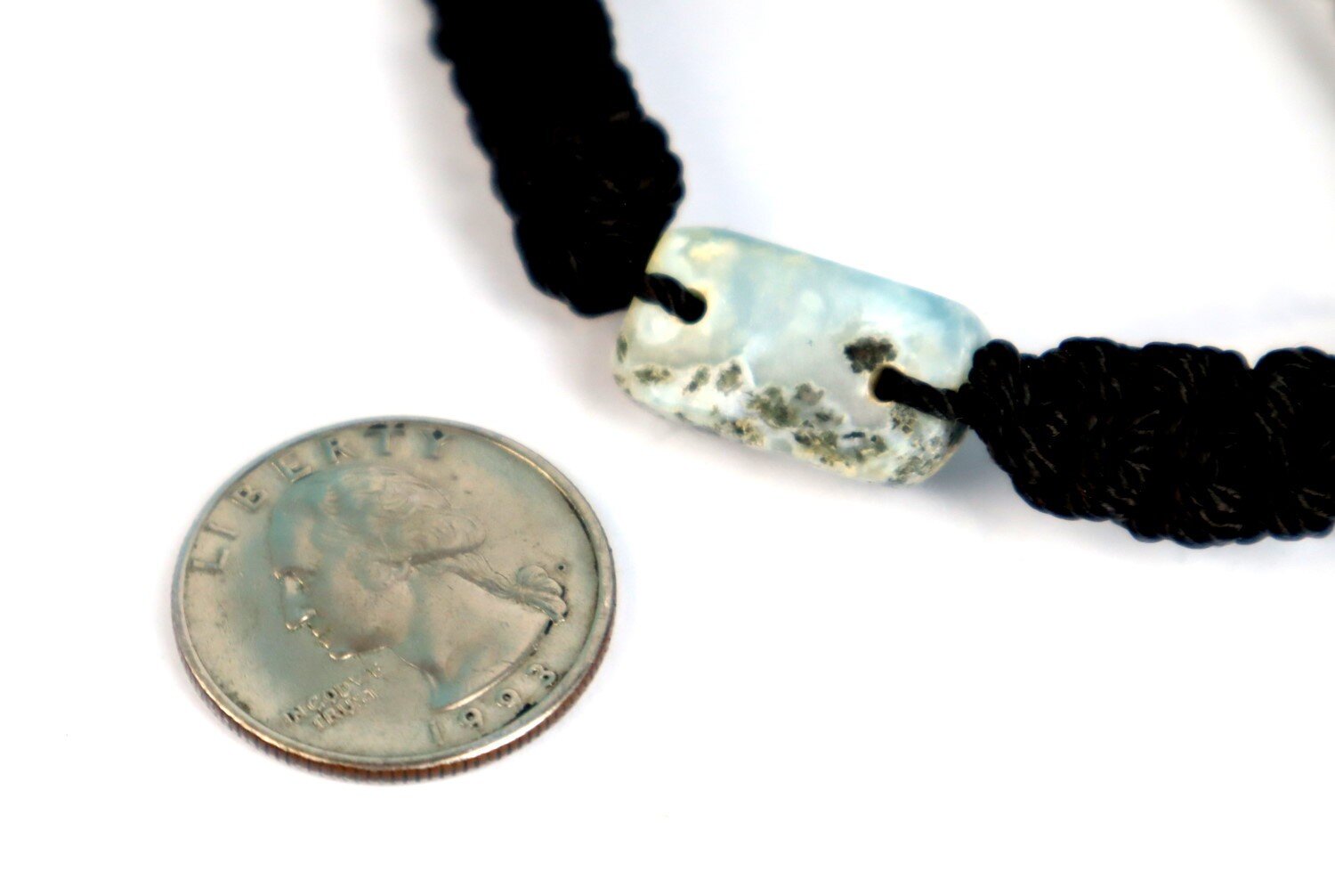 Rarest Natural Larimar (20mm) Bracelet Wristband adjustable Macrame cord – photo 5