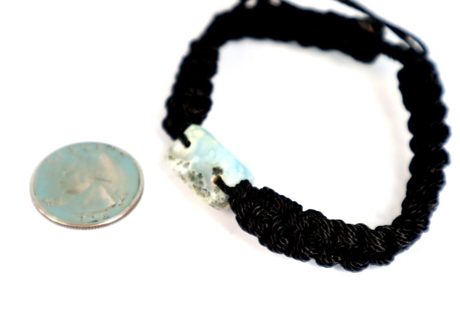 Rarest Natural Larimar (20mm) Bracelet Wristband adjustable Macrame cord – photo 6