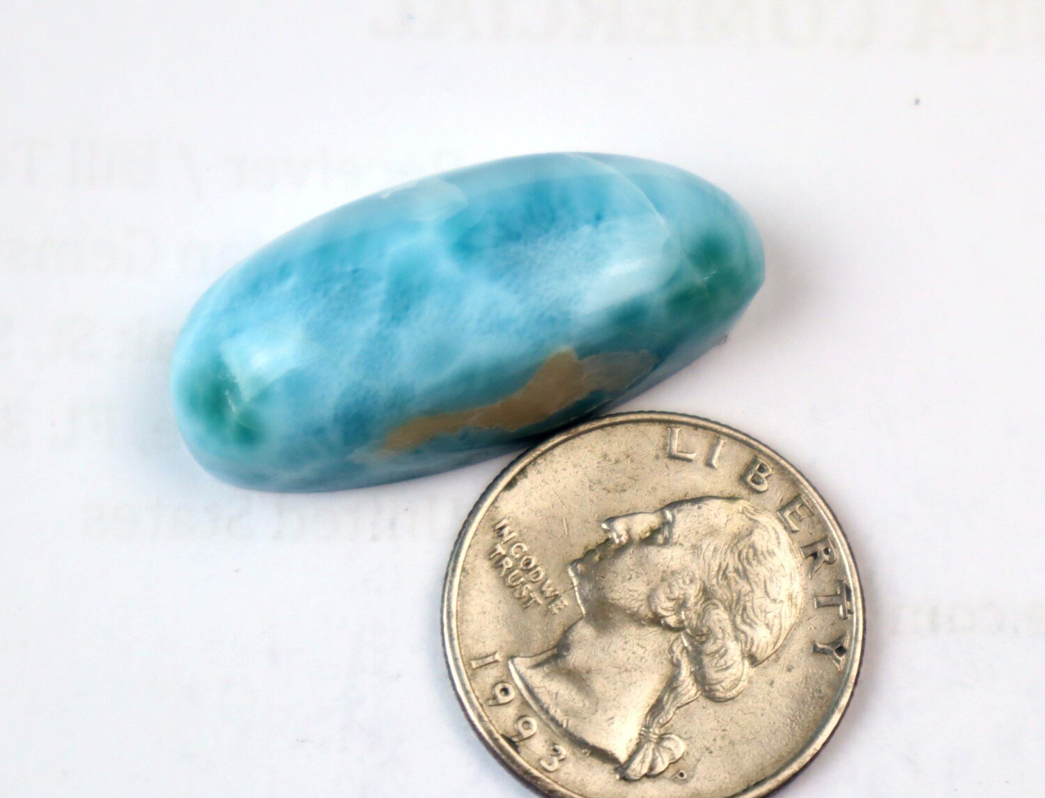 Charming Design Natural Ocean Blue Larimar Cabochon 35mm – photo 6
