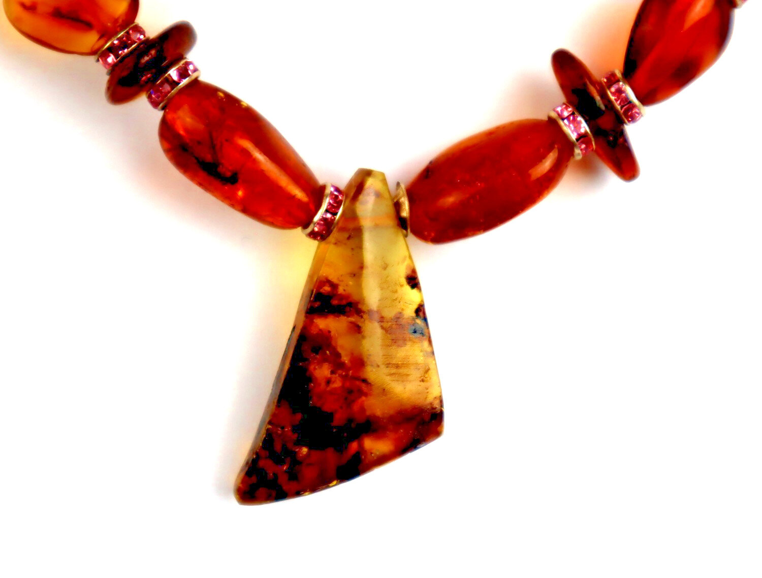 Magnificent Natural Clear Ocean Blue Amber .925 Sterling Silver Necklace 21inch – photo 2