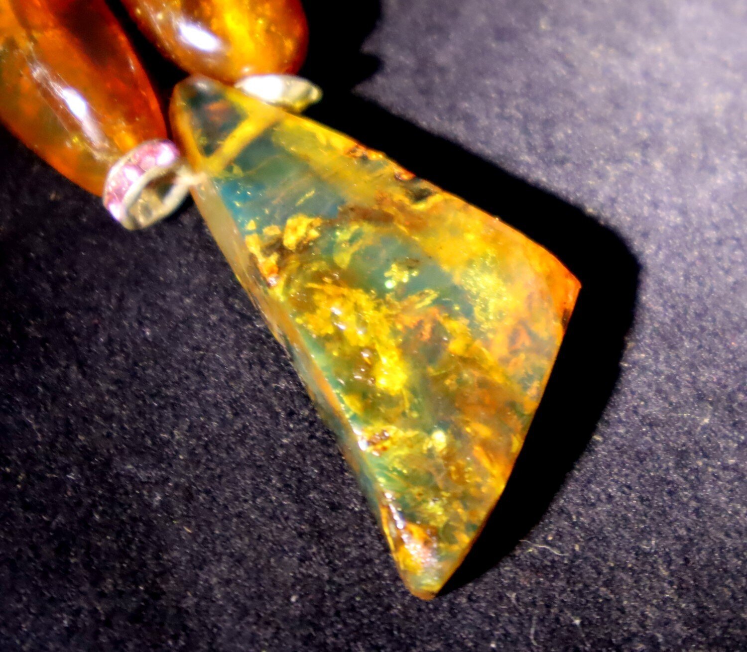 Magnificent Natural Clear Ocean Blue Amber .925 Sterling Silver Necklace 21inch – photo 12