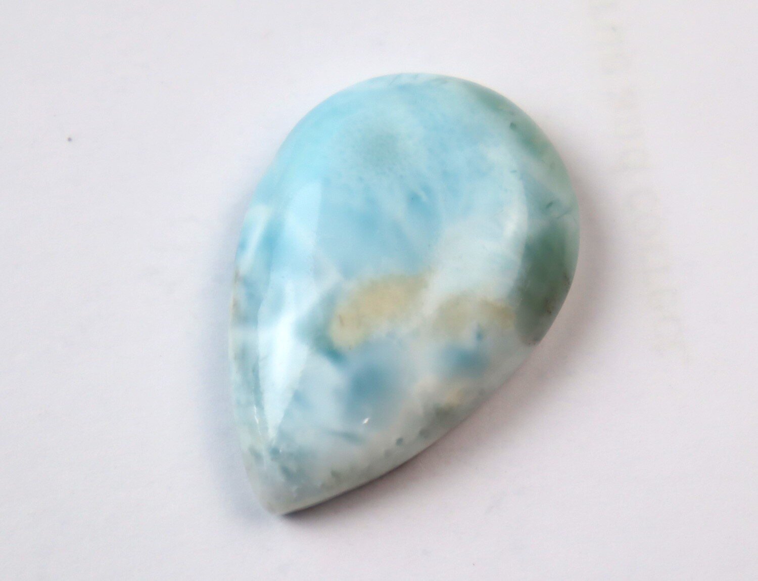 Unusual Pattern Natural Light Blue Larimar Teardrop Cabochon 31mm – photo 7
