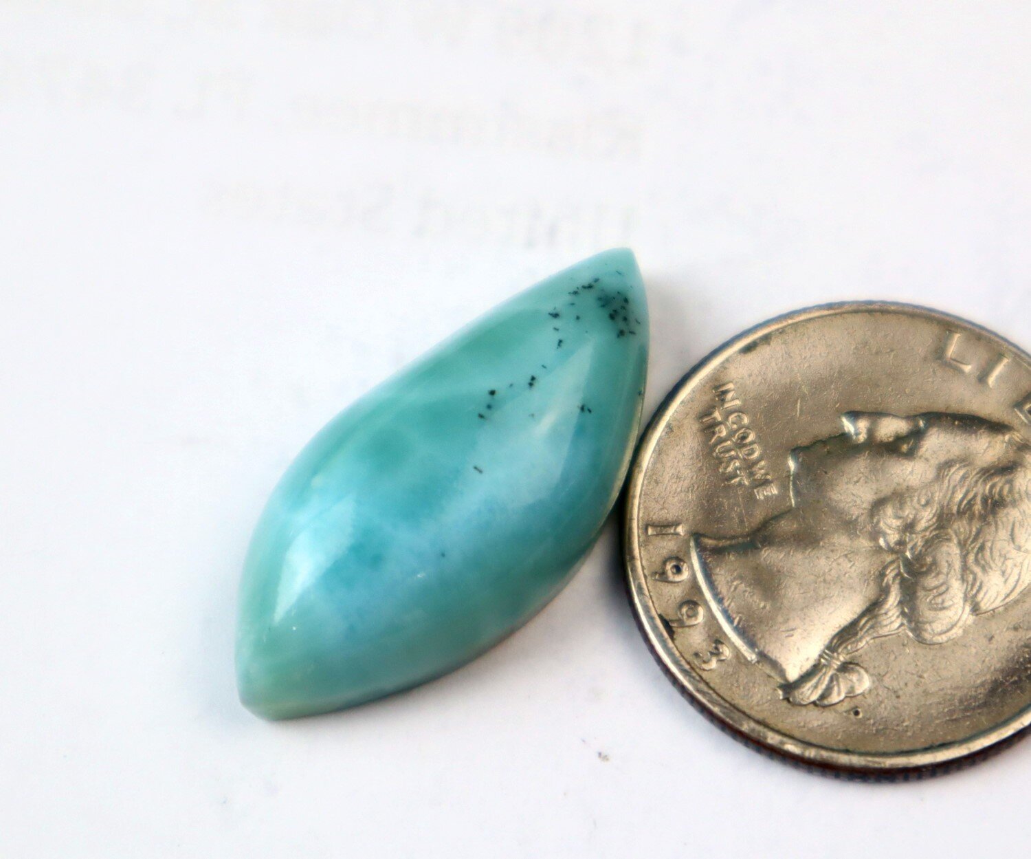 Excellent Natural Deep Blue Larimar Marquise Cabochon 29mm – photo 3