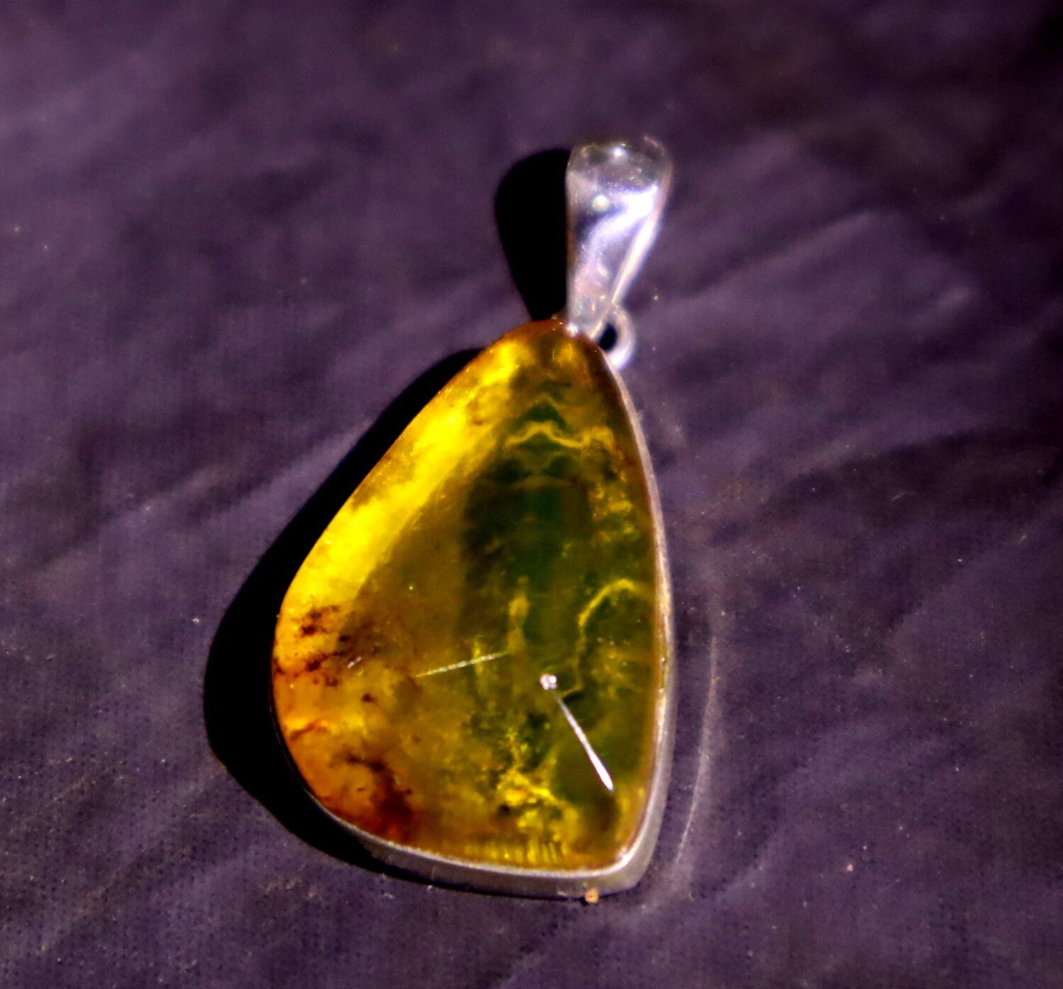Finest Faceted Natural Clear Green Yellow Amber 925 Sterling Silver Pendant 35mm – photo 4