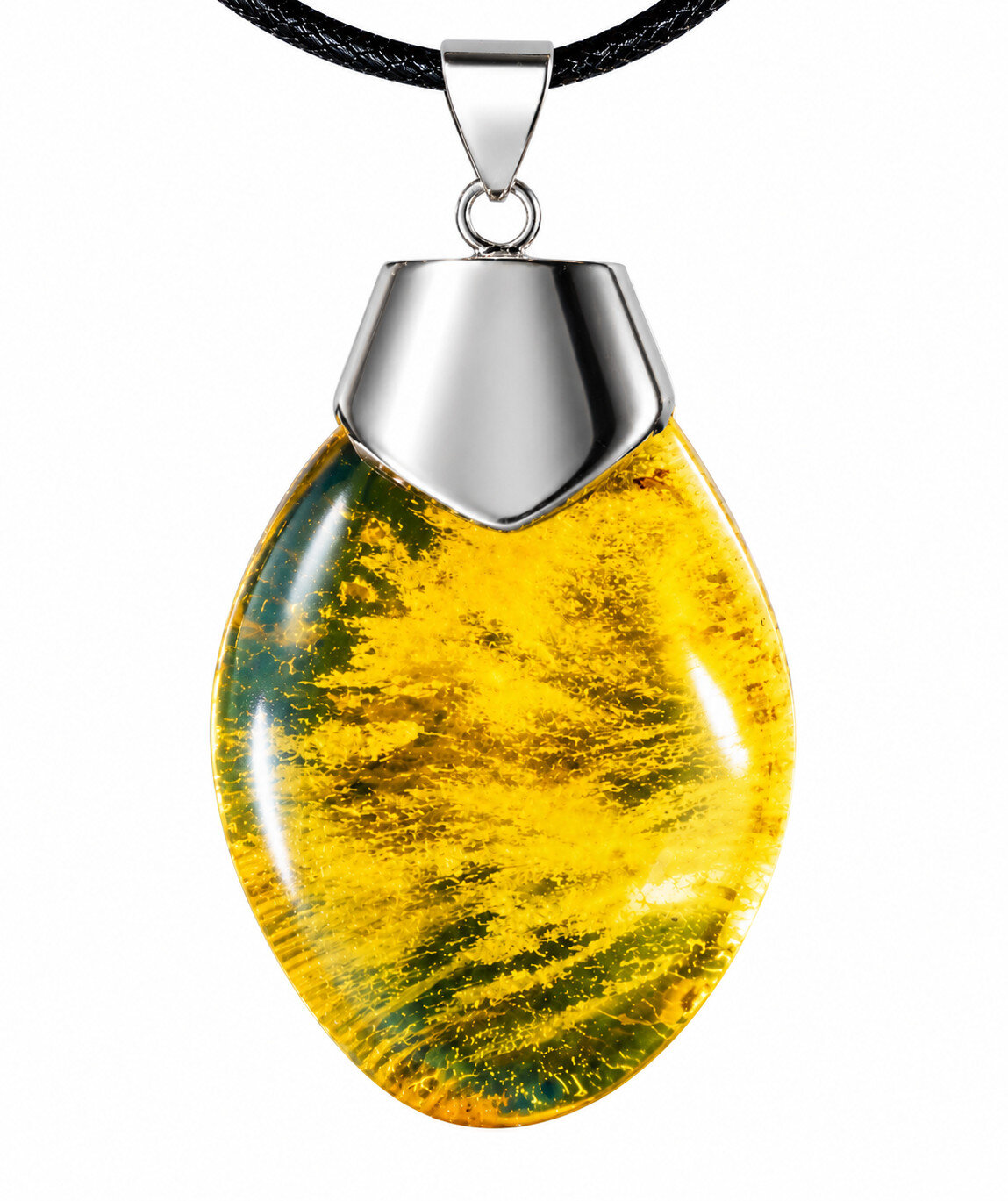 Handcrafted Biggest 2.2inch Blue Amber .925 Sterling Silver Pendant 57mm 13gram – photo 7