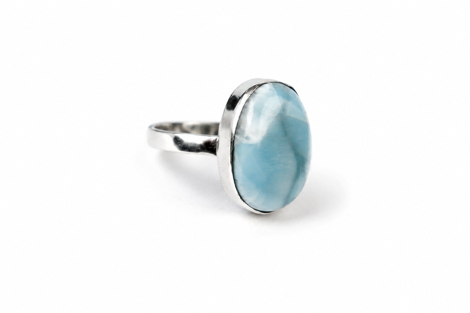 Genuine Dominican Blue Larimar Oval Unique Gift 925 Sterling Silver Ring US#10 – photo 5