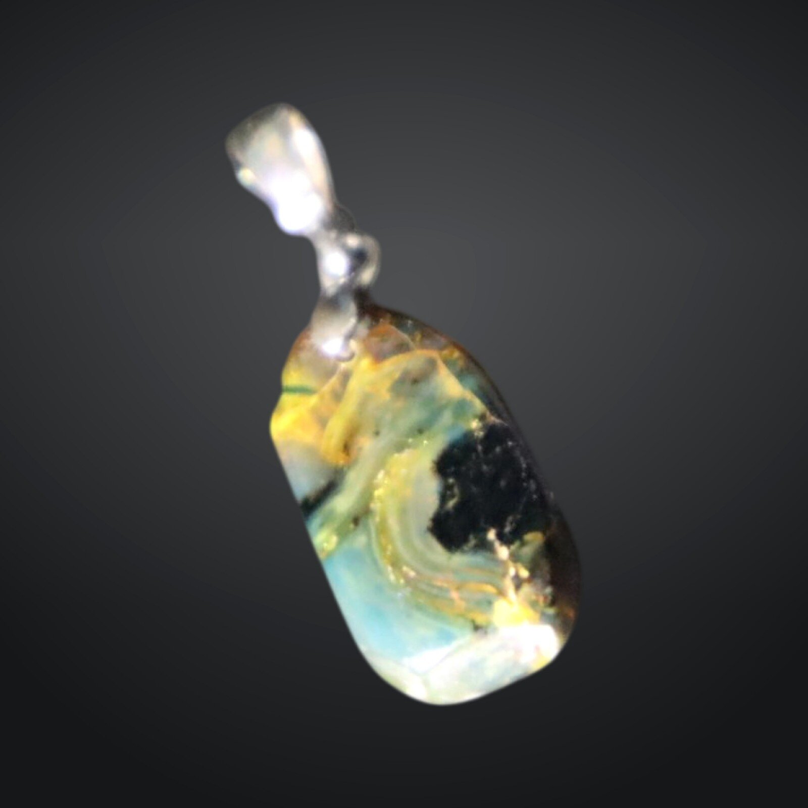 Genuine Beautiful Blue Orange Amber 925 Sterling Silver Pendant 33mm – photo 8