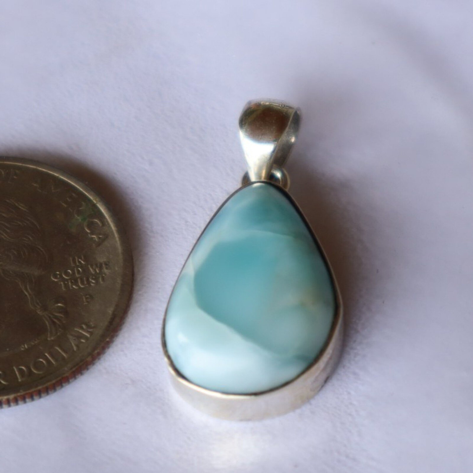 Studio Made Sky Blue Larimar 925 Sterling Silver Teardrop Pendant 30mm – photo 12