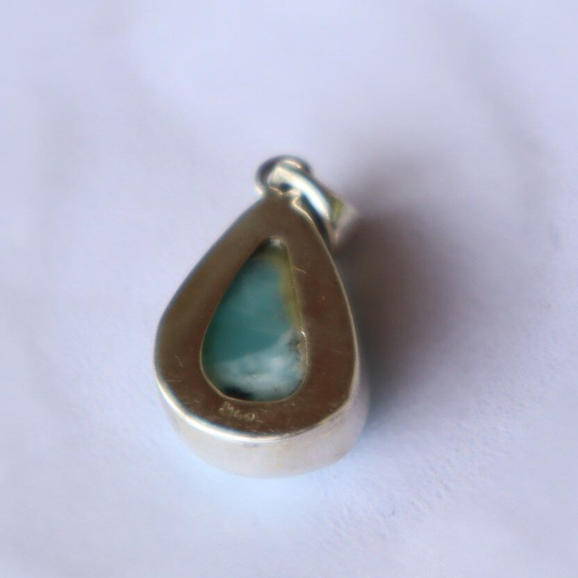 Studio Made Sky Blue Larimar 925 Sterling Silver Teardrop Pendant 30mm – photo 13