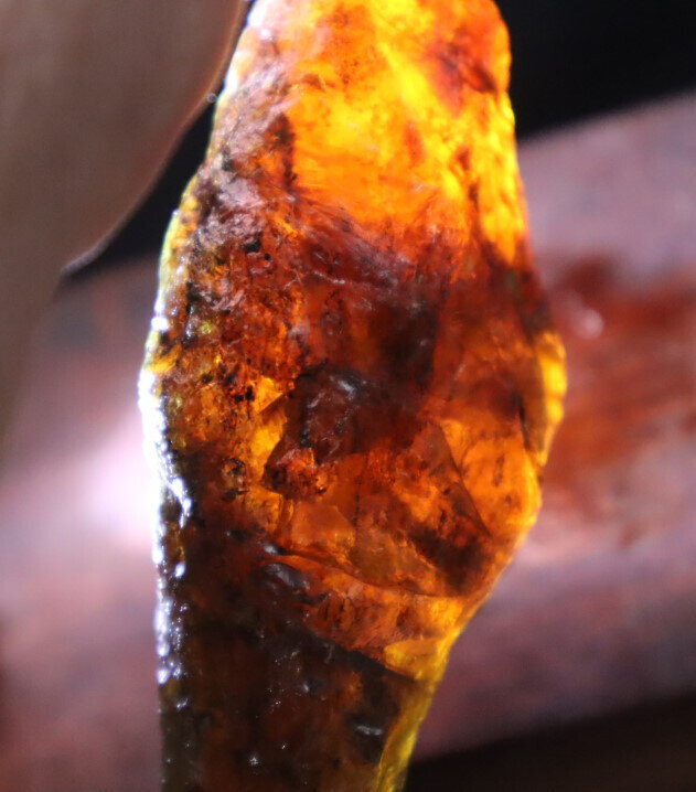 Rare Inclusions Dominican Clear Volcanic Blue Amber Rough Specimen 75mm 35.1g – photo 12
