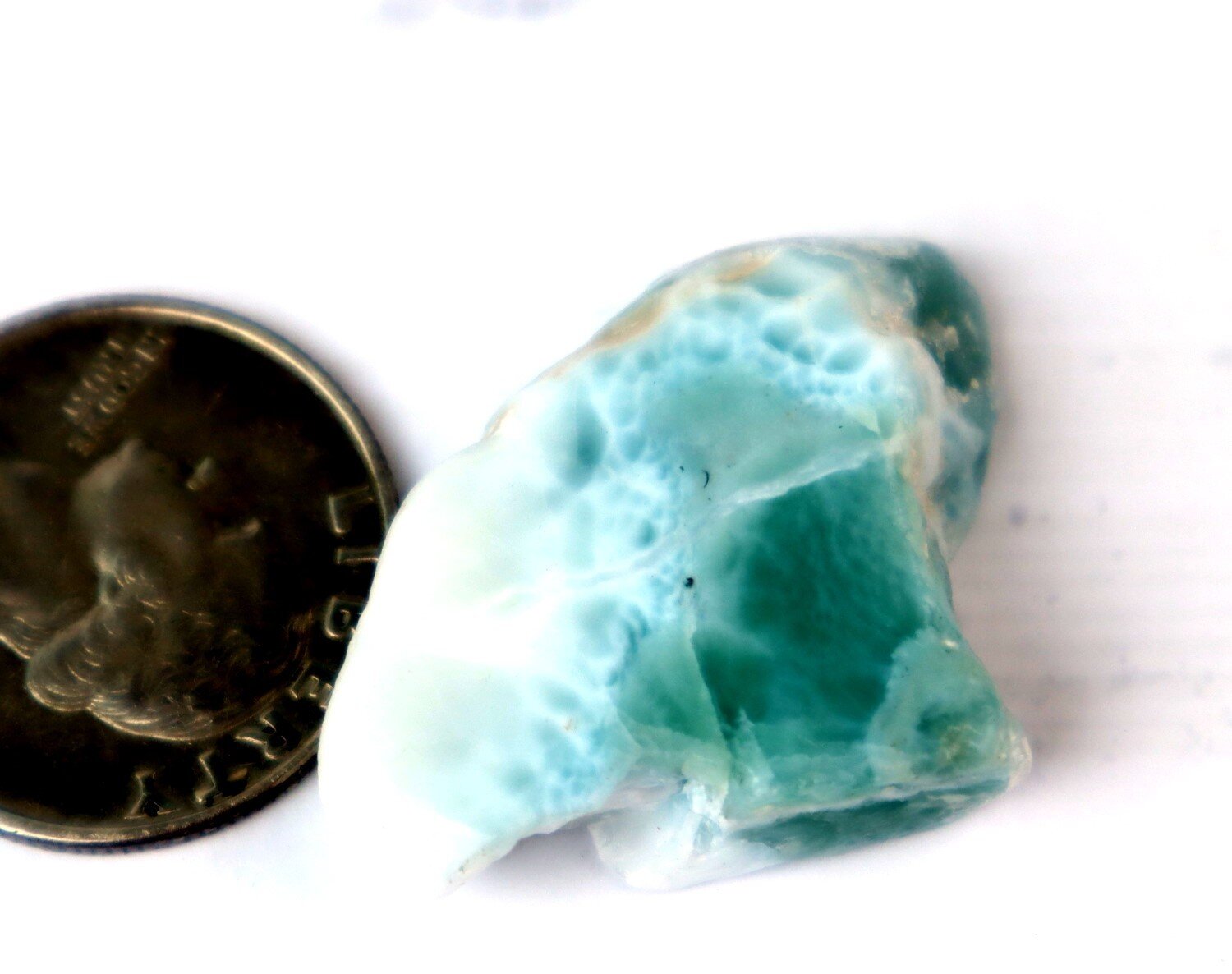 Lovely Natural Green Blue Larimar Slab Slice Specimen 36mm 12.3g – photo 5