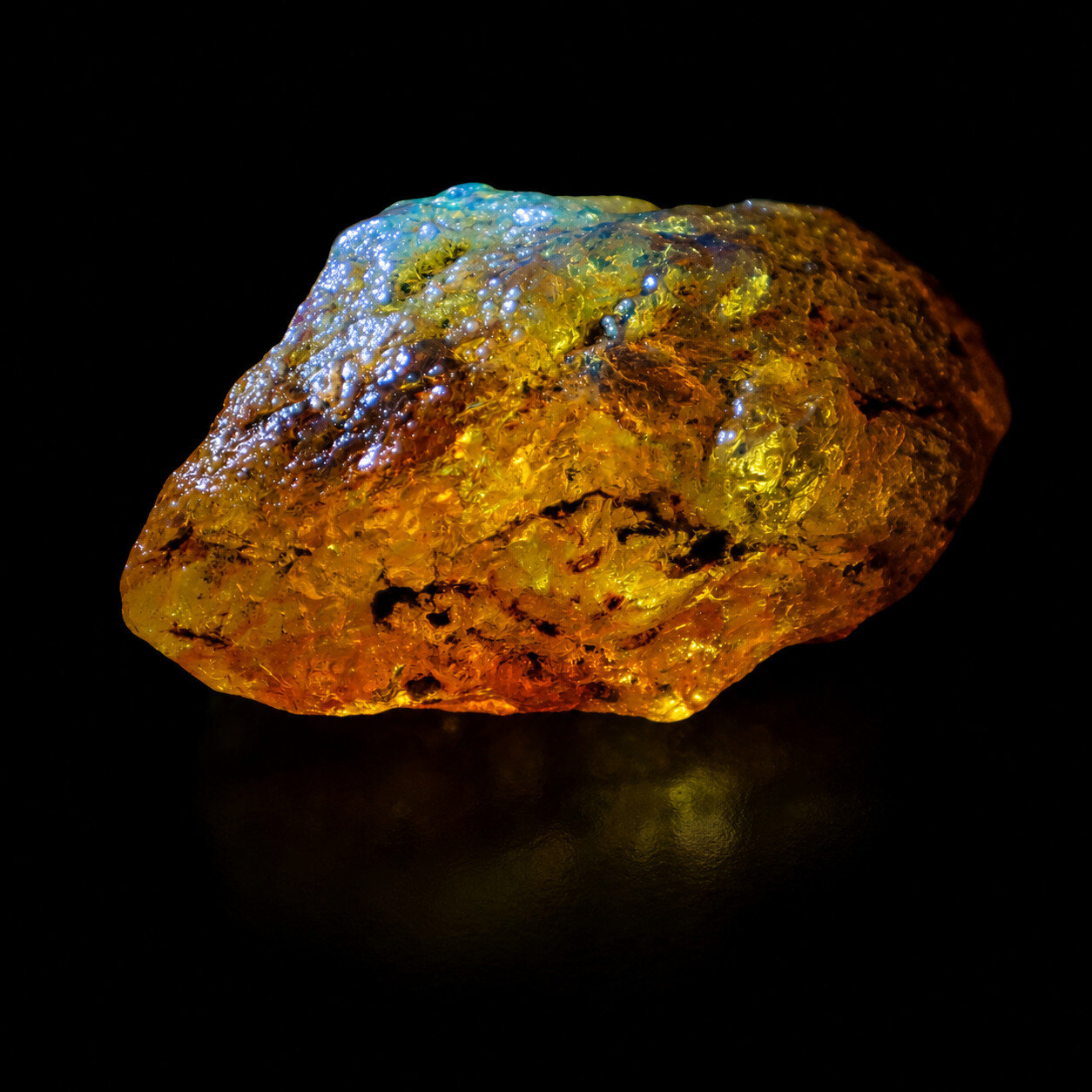 Authentic Beautiful Yellow Blue Amber Rough Specimen Chunk 75mm 47.2g – photo 5