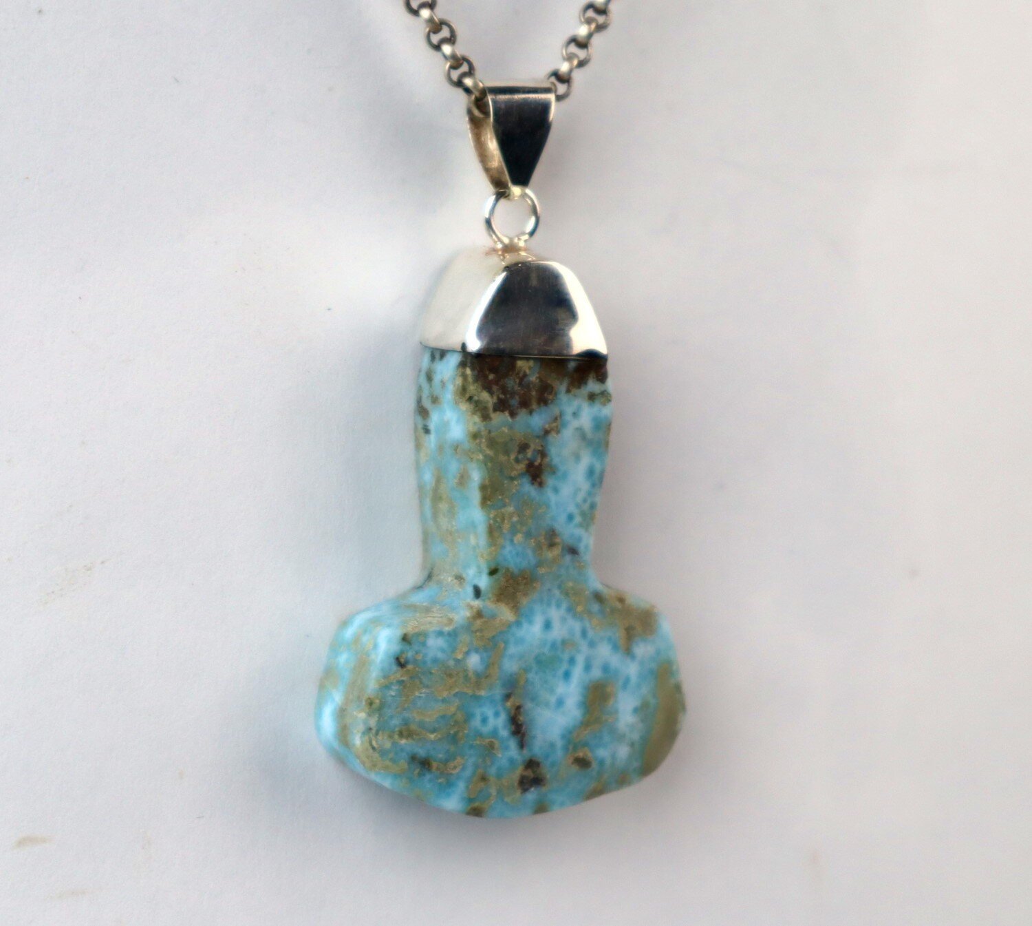 Ocean Blue Larimar 925 Sterling Silver Thor's Hammer Pendant 56mm – photo 7