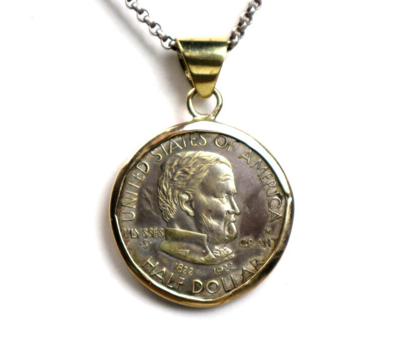 Handcrafted US 1922 Ulysses S. Grant HALF DOLLAR Coin Pendant 100th anniversary – photo 2