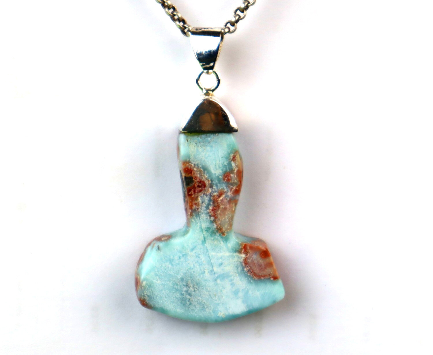Natural Blue Red Larimar .925 Sterling Silver Thor's Hammer Pendant 57mm – photo 6