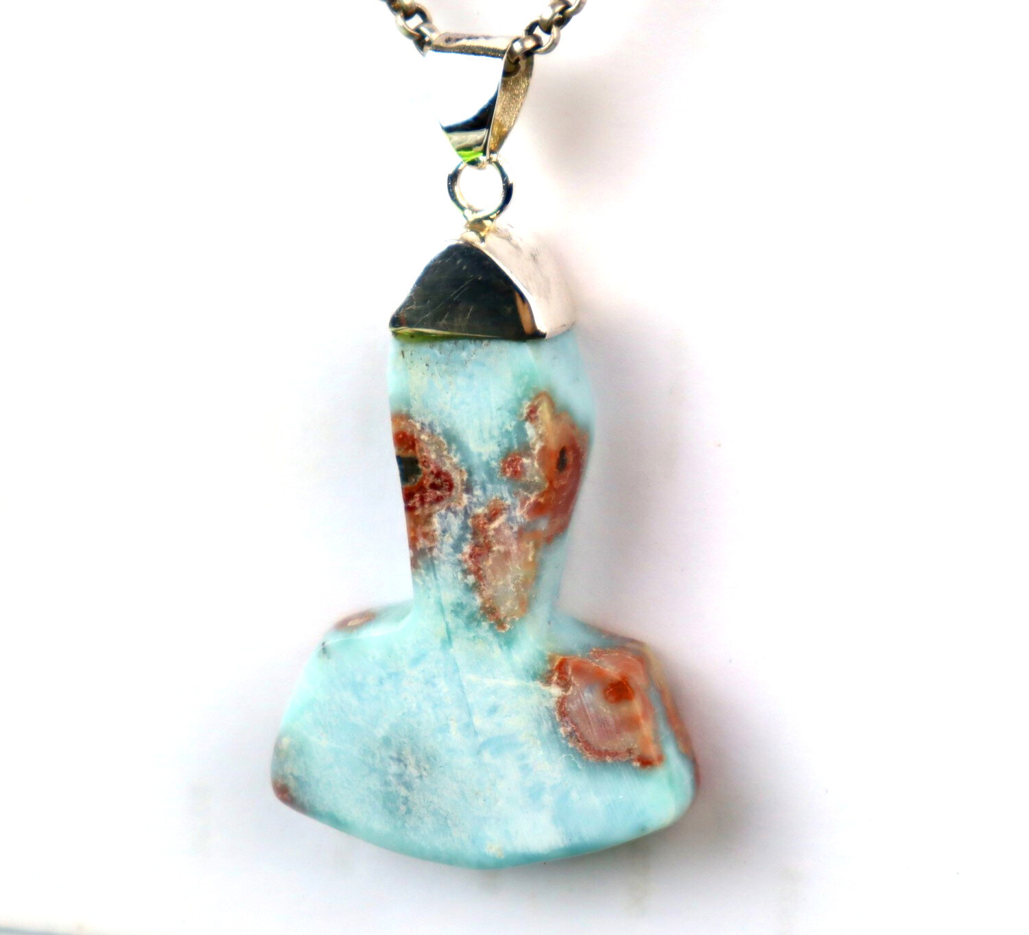 Natural Blue Red Larimar .925 Sterling Silver Thor's Hammer Pendant 57mm – photo 4