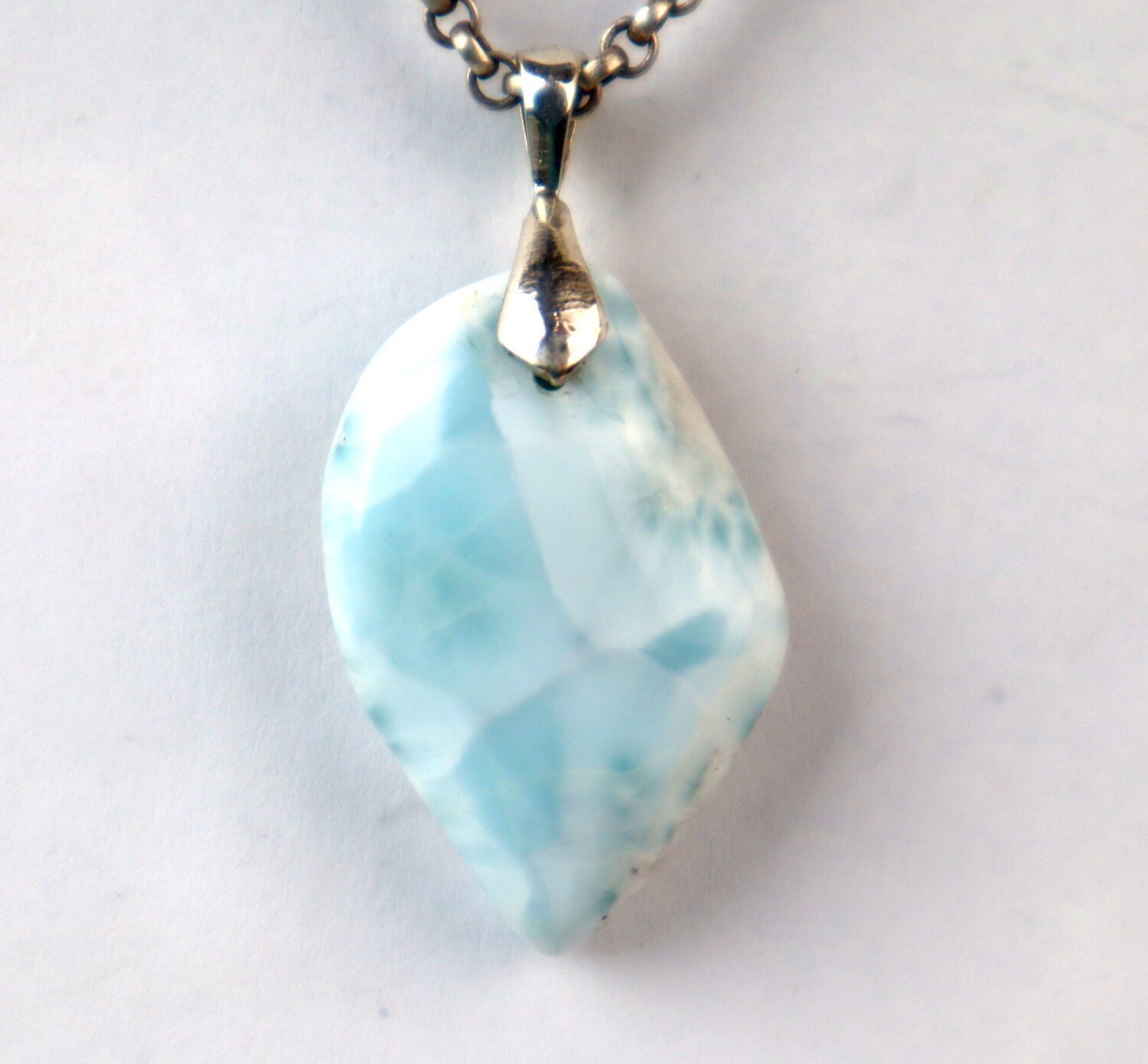 Beautiful Exquisite Sky Blue Larimar 925 Sterling Silver Freeform Pendant 38mm – photo 4