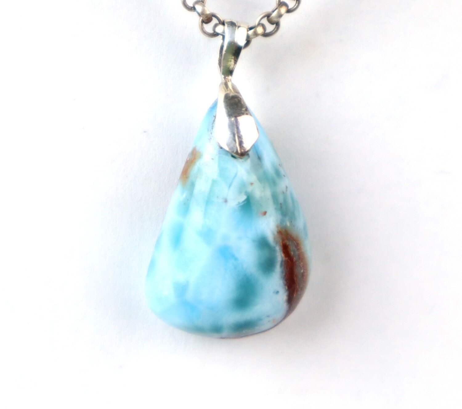 Larimar Blue Sterling Silver Pendant 33mm – photo 5