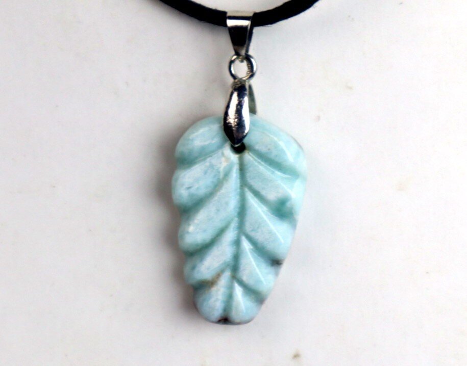 Beautiful Natural Light Blue Larimar Necklace adjustable free leather cord – photo 3