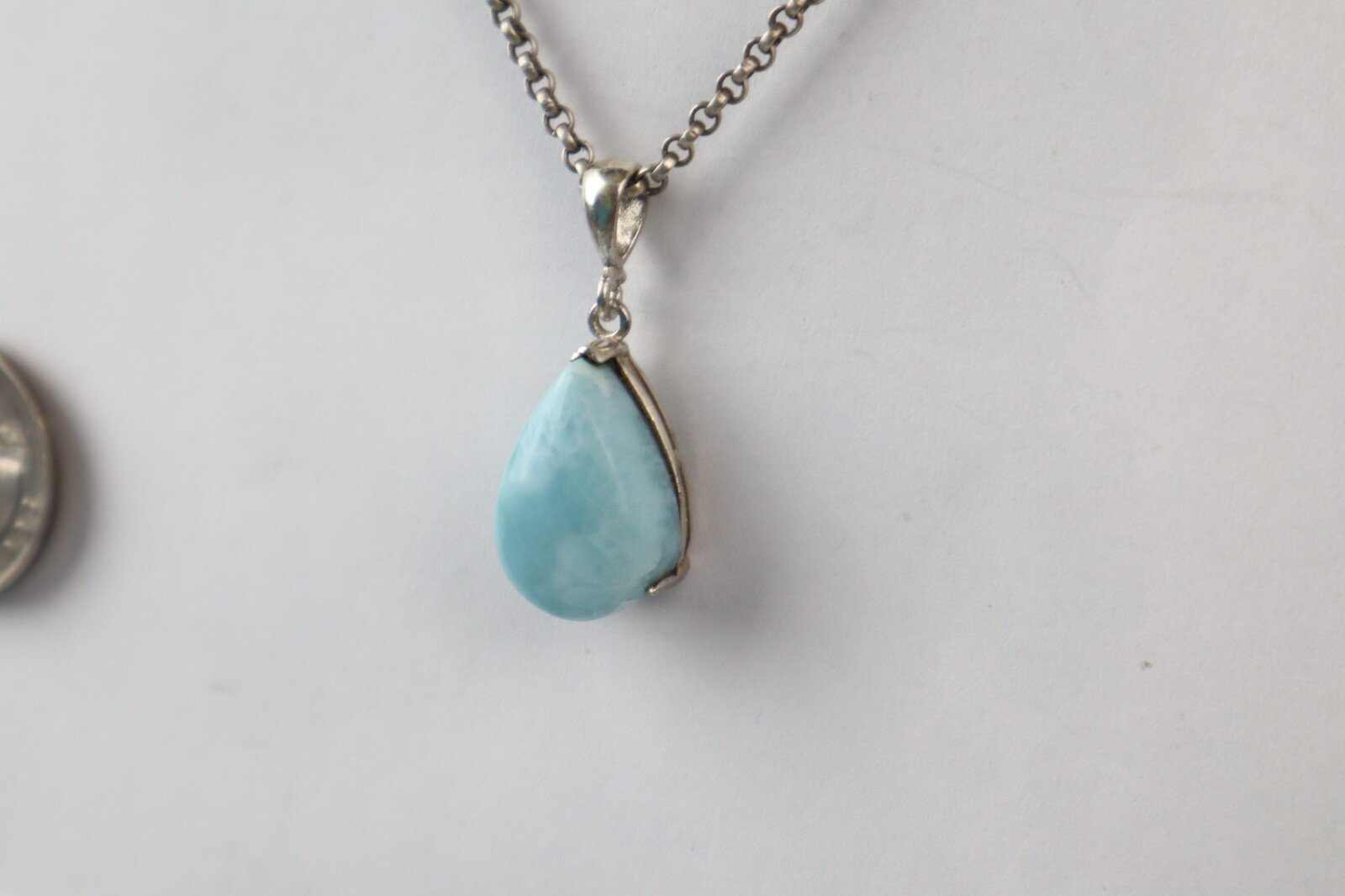 Exquisite Handcrafted Sky Blue Larimar 925 Sterling Silver Sun Pendant 39mm – photo 6