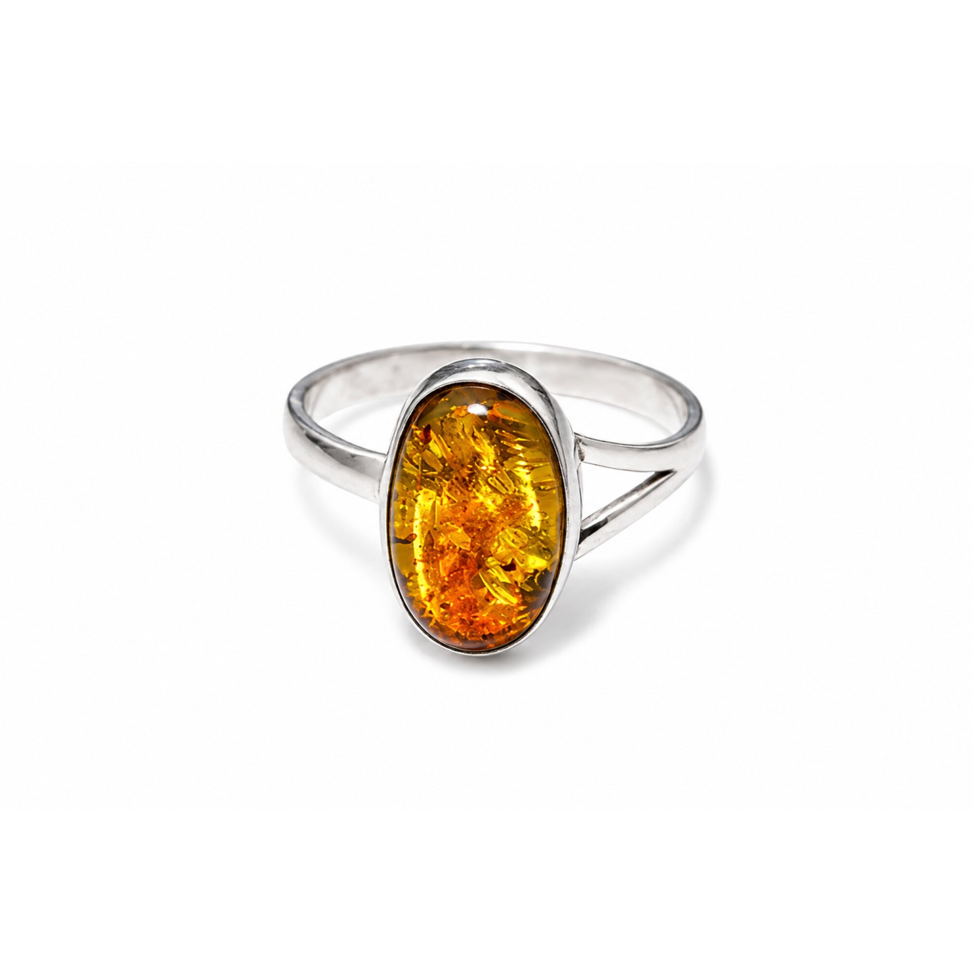 Expertly Crafted Green Orange Dominican Amber 925 Sterling Silver Clear Oval Ring #7.5 – photo 4