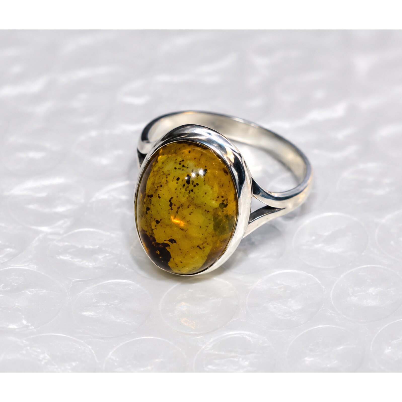 Natural Dominican Blue Amber Ring 925 Sterling Silver Size 7.25 Yellow Blue – photo 2