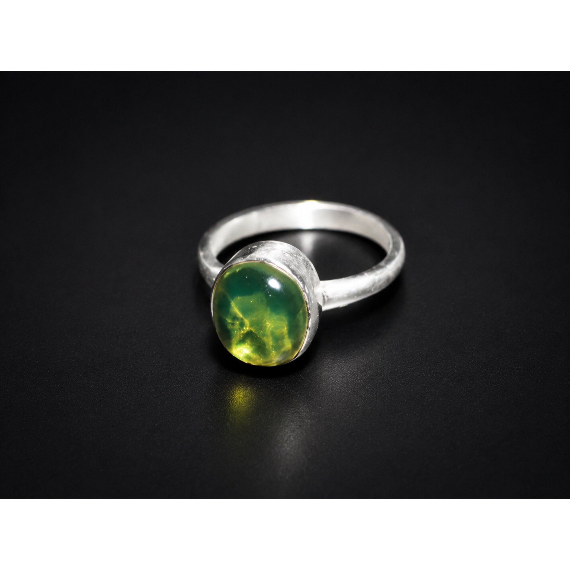 Hand Finished Clear Olive Green Dominican Amber 925 Sterling Silver Ring #6.25 – photo 3