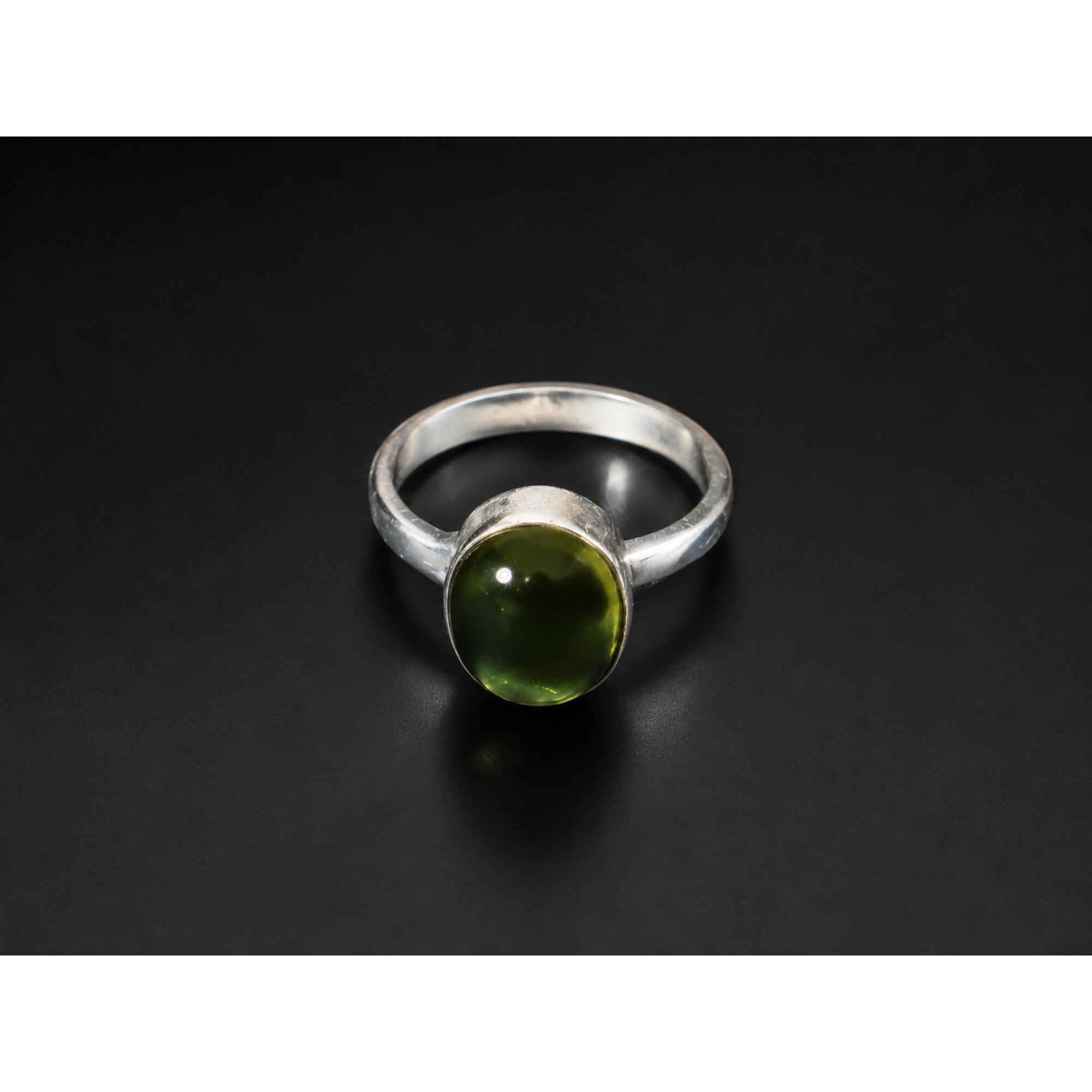 Hand Finished Clear Olive Green Dominican Amber 925 Sterling Silver Ring #6.25 – photo 4