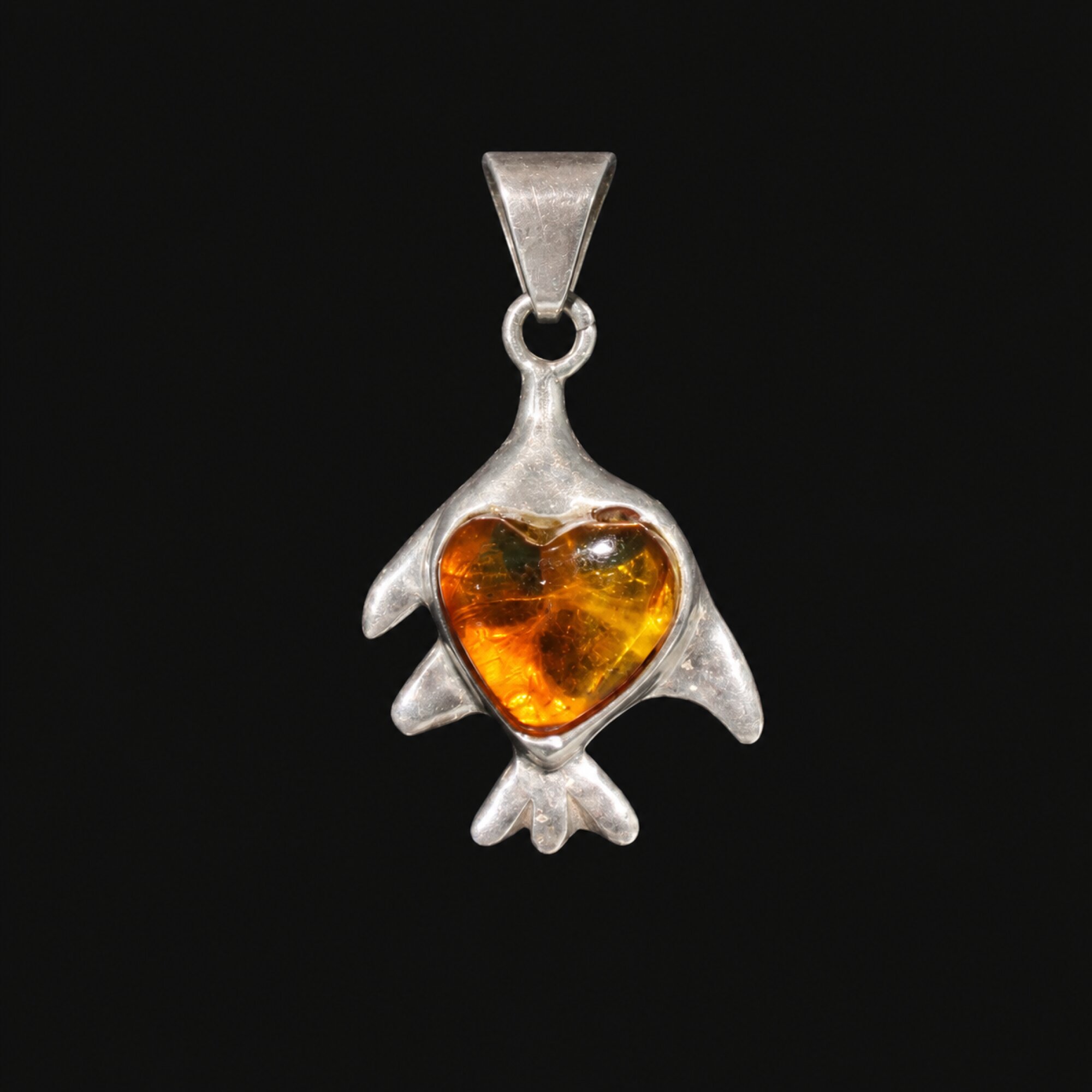 Naturally Beautiful Clear Yellow Dominican Amber 925 Sterling Silver Pendant 38mm – photo 2