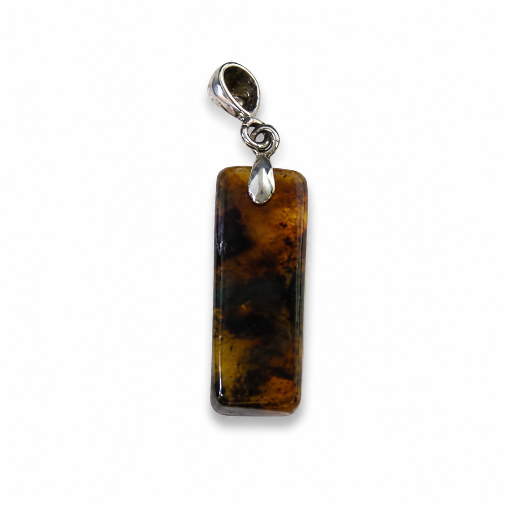 Natural Dominican Dark Blue Amber Pendant 925 Sterling Silver 37mm Clear Dark – photo 4