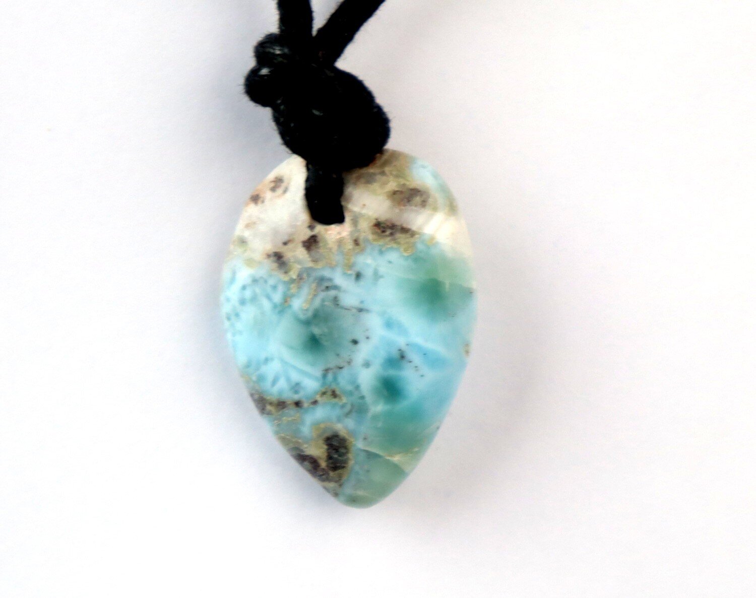 Rarest Natural Ocean Blue Larimar Necklace adjustable free cord – photo 4
