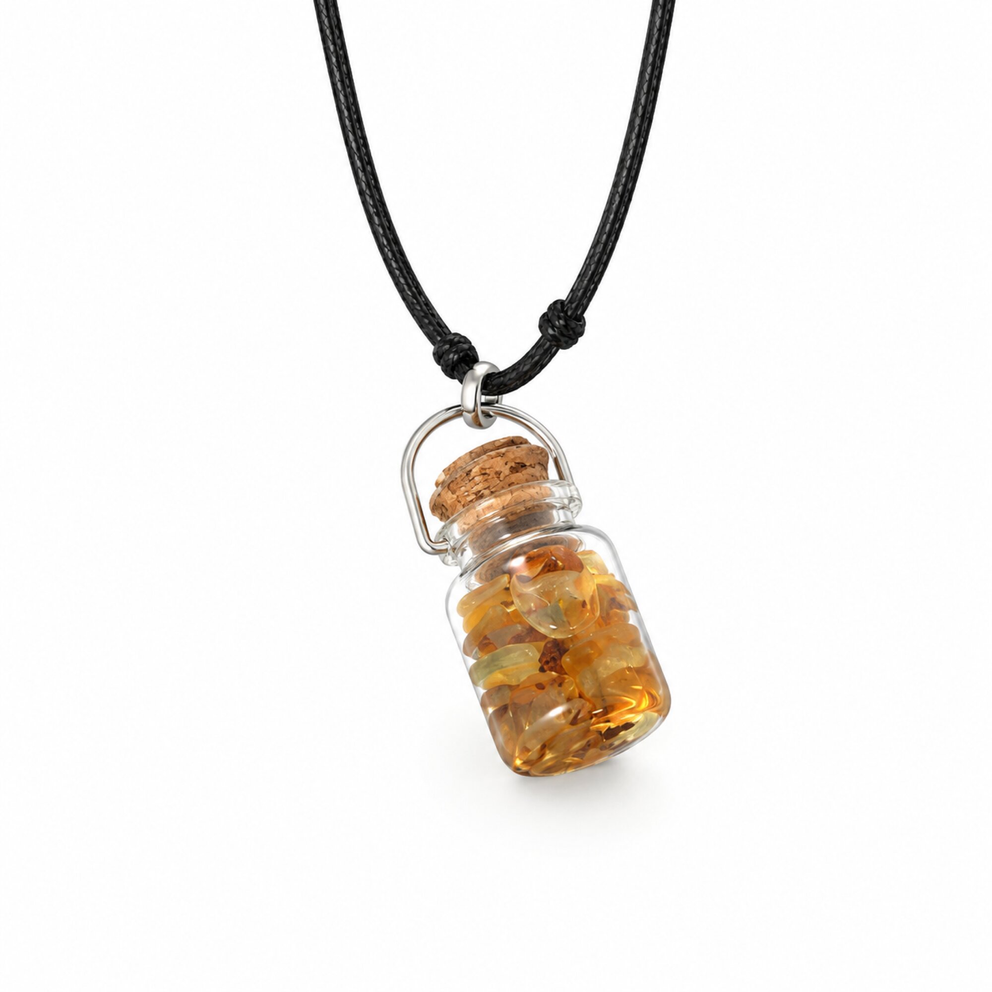 Artisan Crafted Clear Yellow Dominican Amber 925 Sterling Silver Necklace 38mm – photo 4
