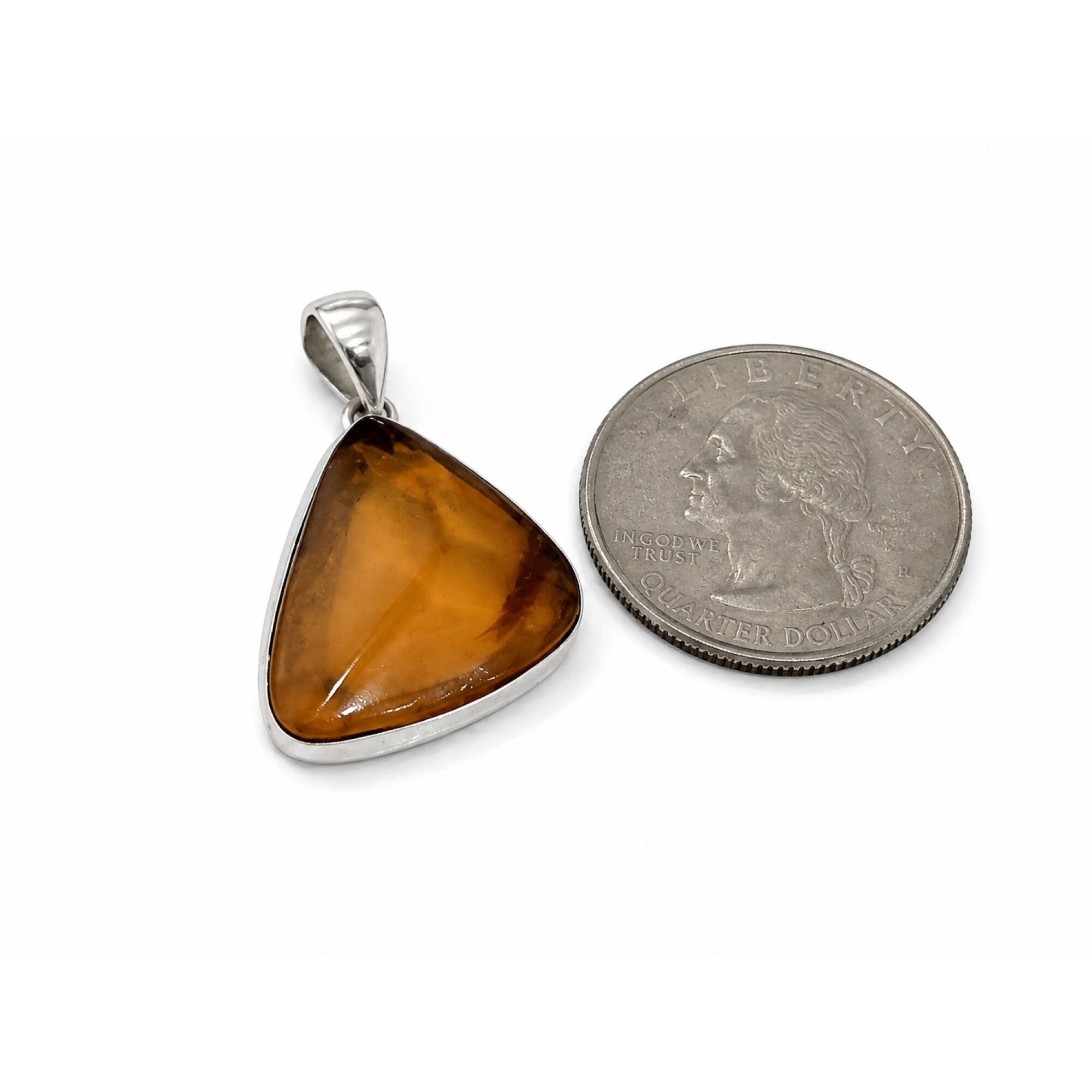 Artisan Made Clear Yellow Orange Dominican Amber 925 Sterling Silver Pendant 31mm – photo 4