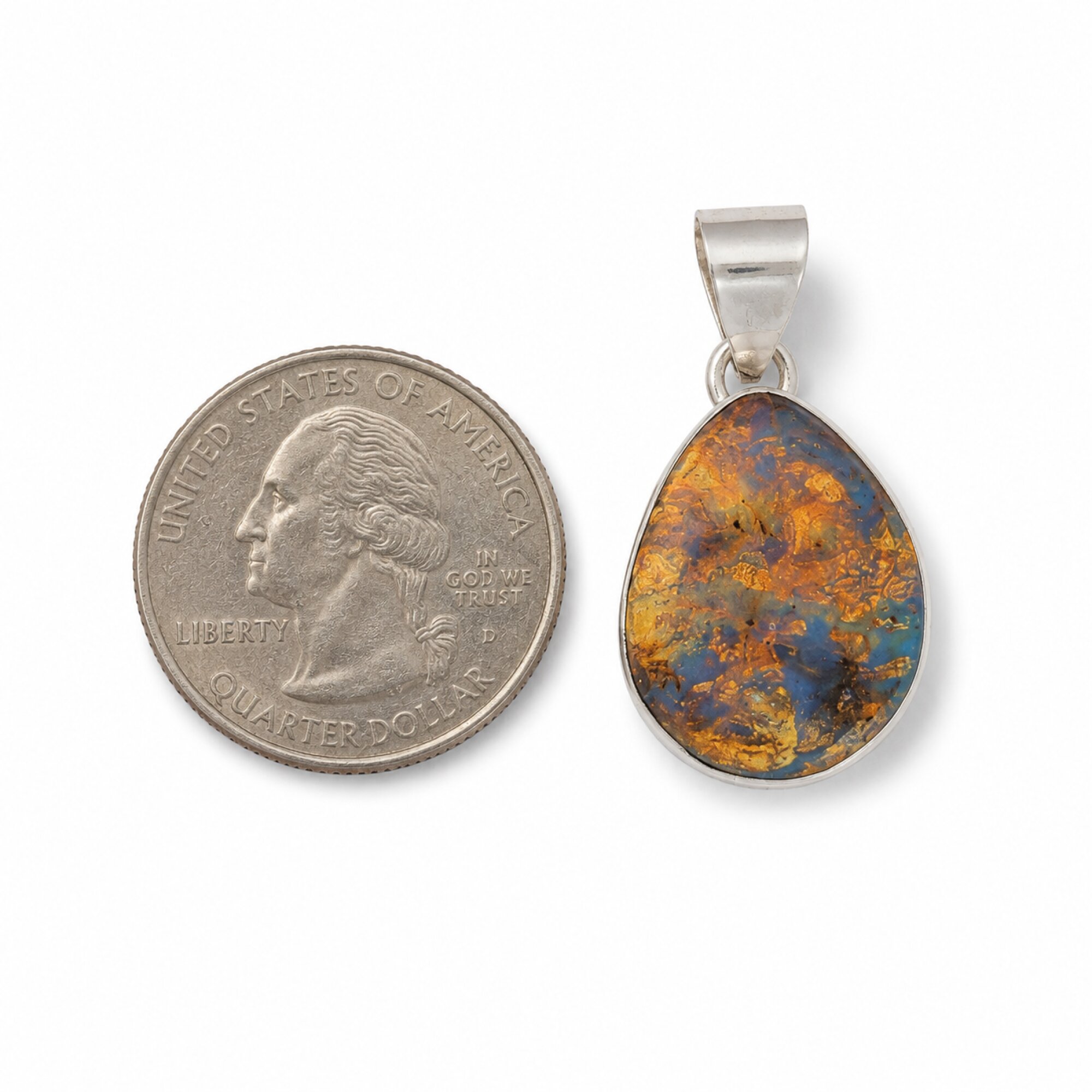One of a Kind Translucent Brown Blue Dominican Amber 925 Sterling Silver Pendant – photo 4
