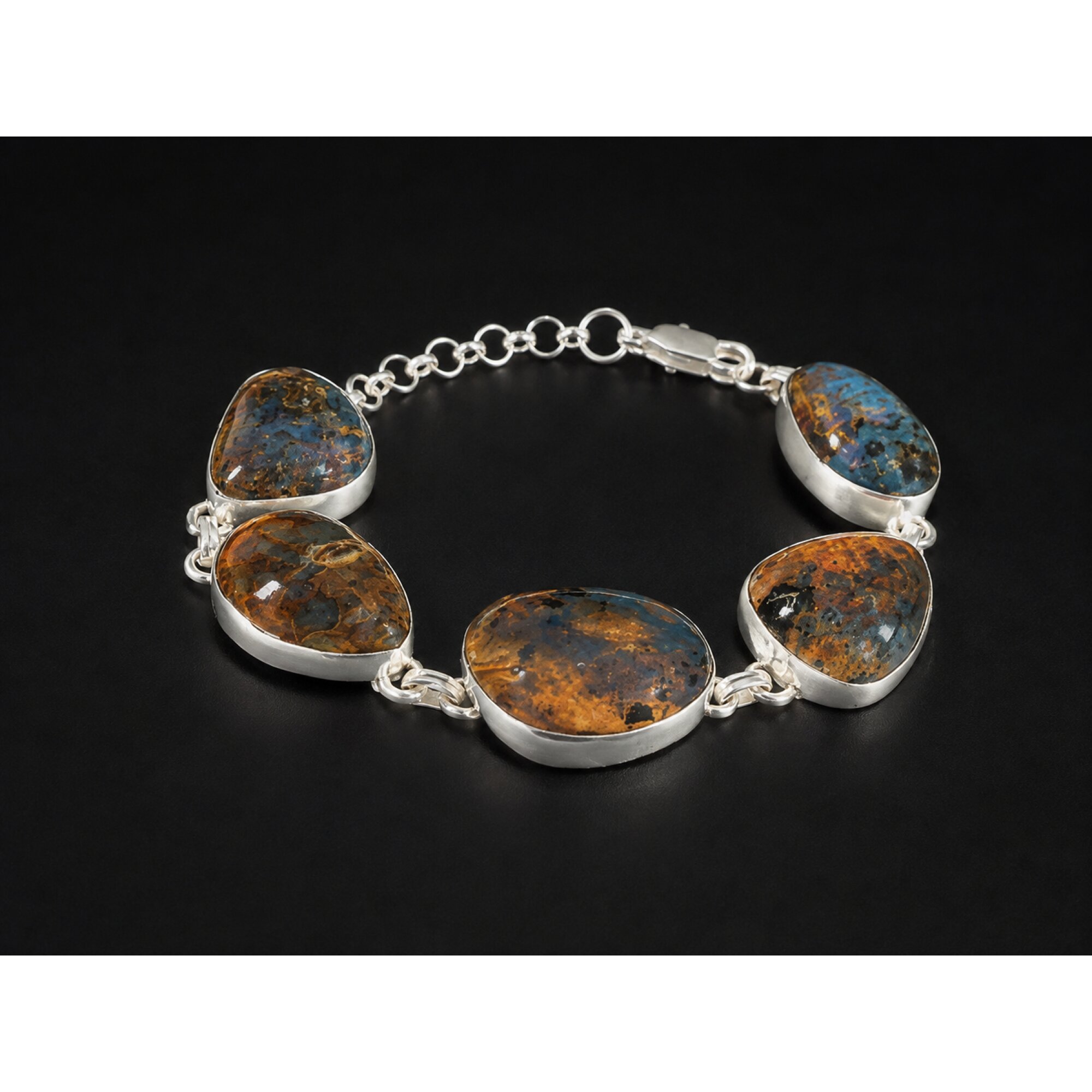 One of a Kind Translucent Dark Blue Dominican Amber 925 Sterling Silver Bracelet 6.5 Inch – photo 4