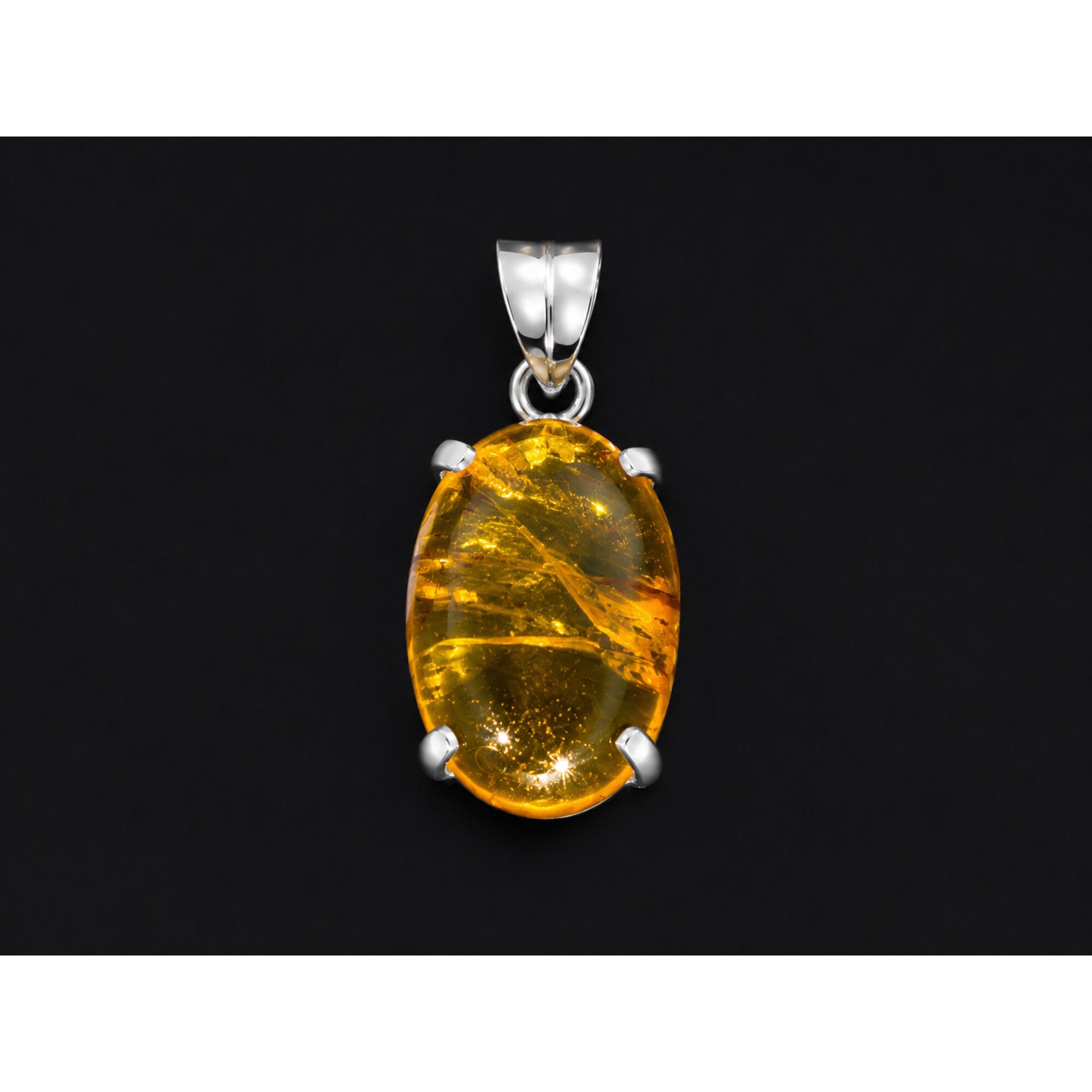 Handmade Clear Fly Dominican Amber 925 Sterling Silver Fossils 35mm 3.9g – photo 4