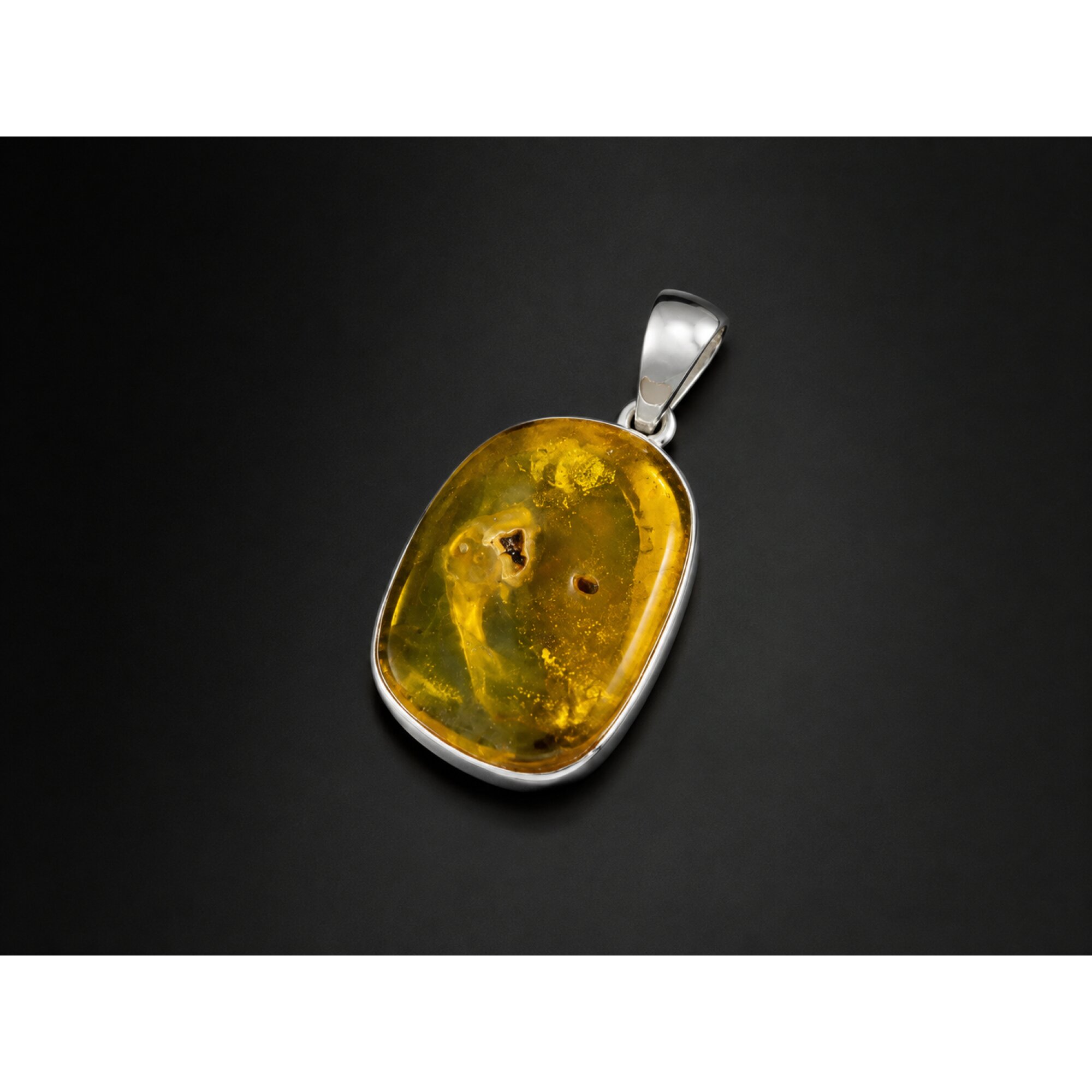 Genuine Clear Yellow Green 925 Sterling Silver Pendant 35mm – photo 3