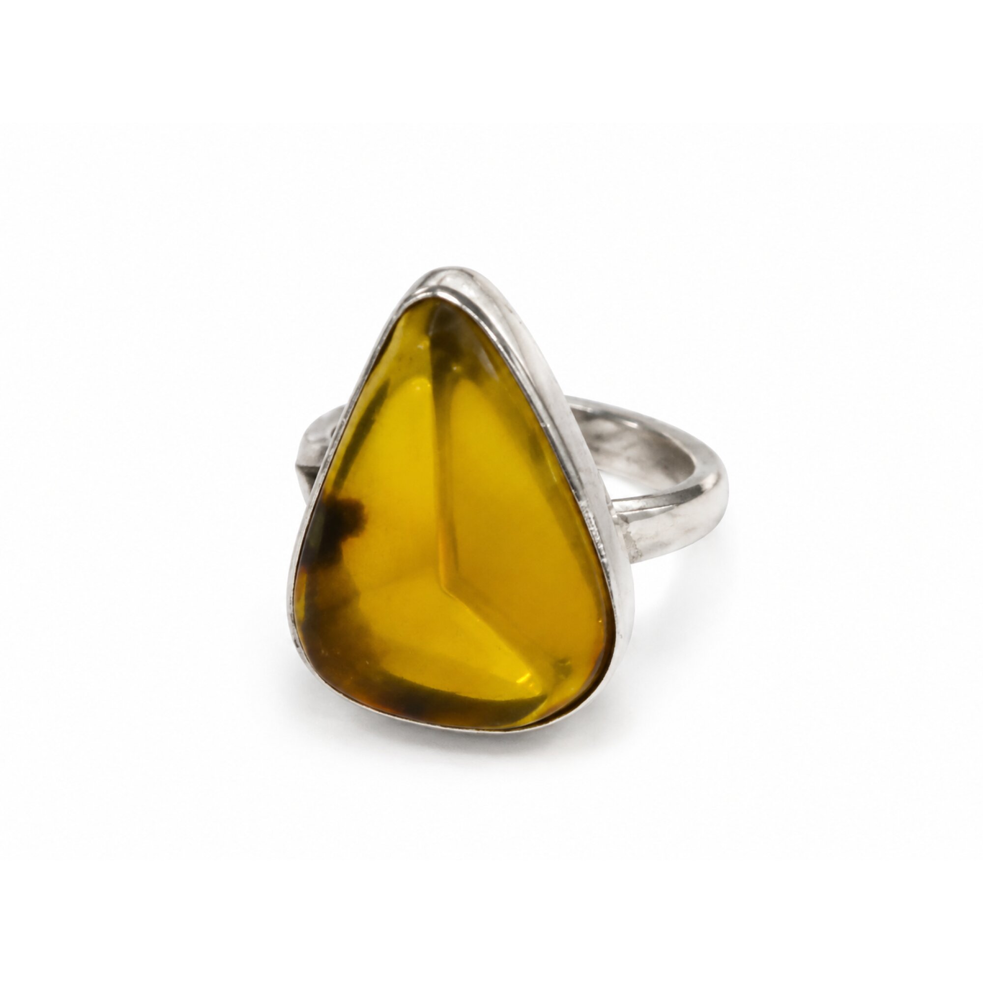 Handcrafted Clear Light Orange Dominican Amber 925 Sterling Silver Ring #5 – photo 4