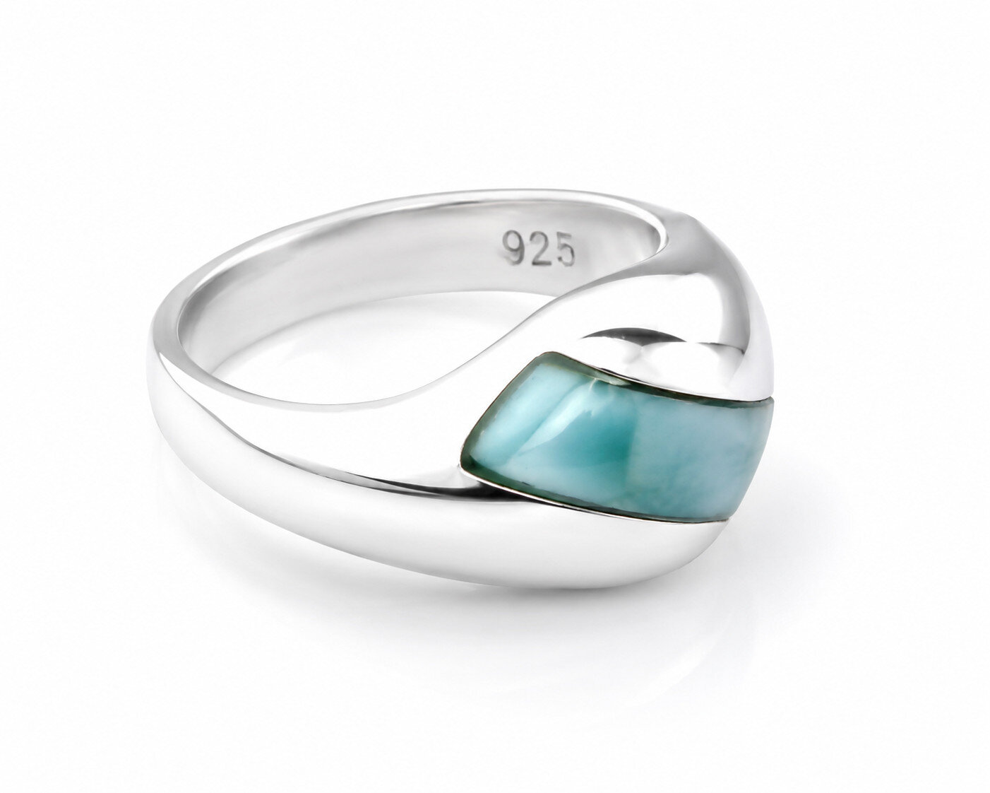 Genuine Beautiful Sky Blue Larimar 925 Sterling Silver Ring US#6¼ – photo 4