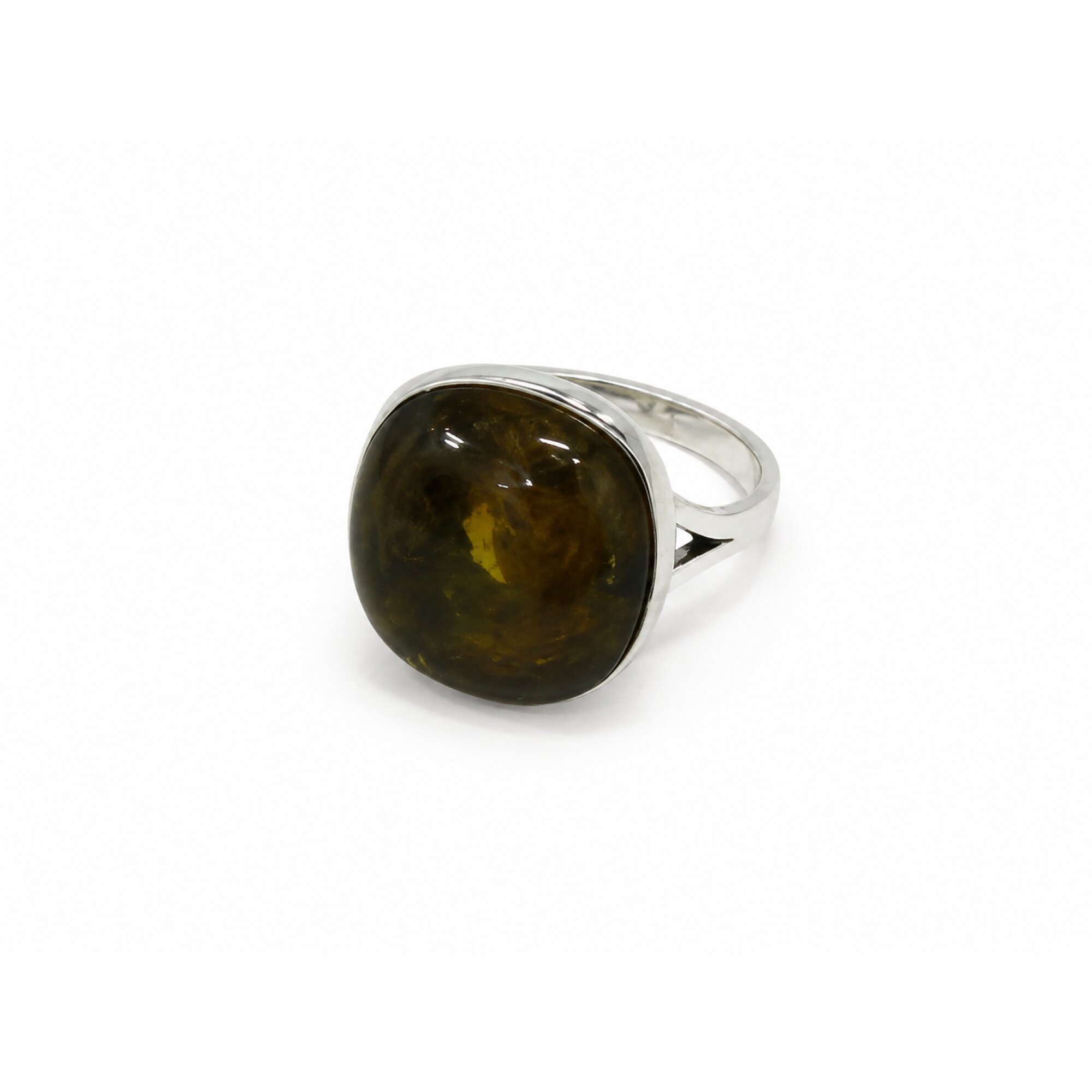 Graceful Clear Orange Blue Dominican Amber 925 Sterling Silver Ring #7.5 – photo 4