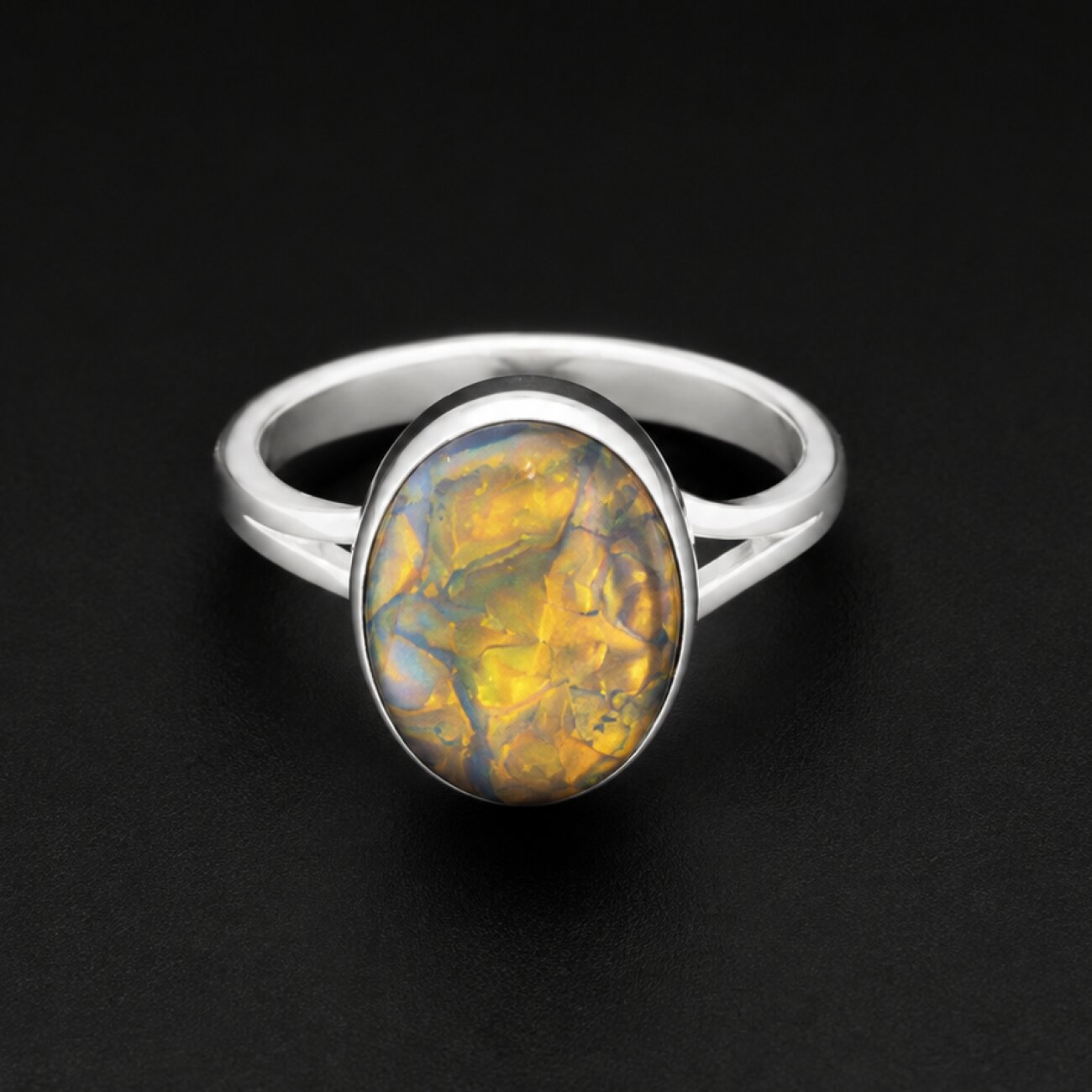 Classic Clear Orange Blue Dominican Amber 925 Sterling Silver Ring #7.75 – photo 4