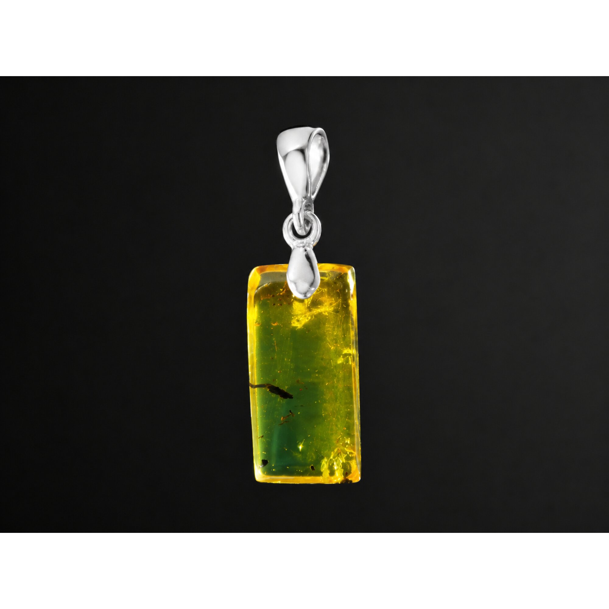 Pure Natural Clear Yellow Green 925 Sterling Silver Dominican Amber Pendant 31mm – photo 2