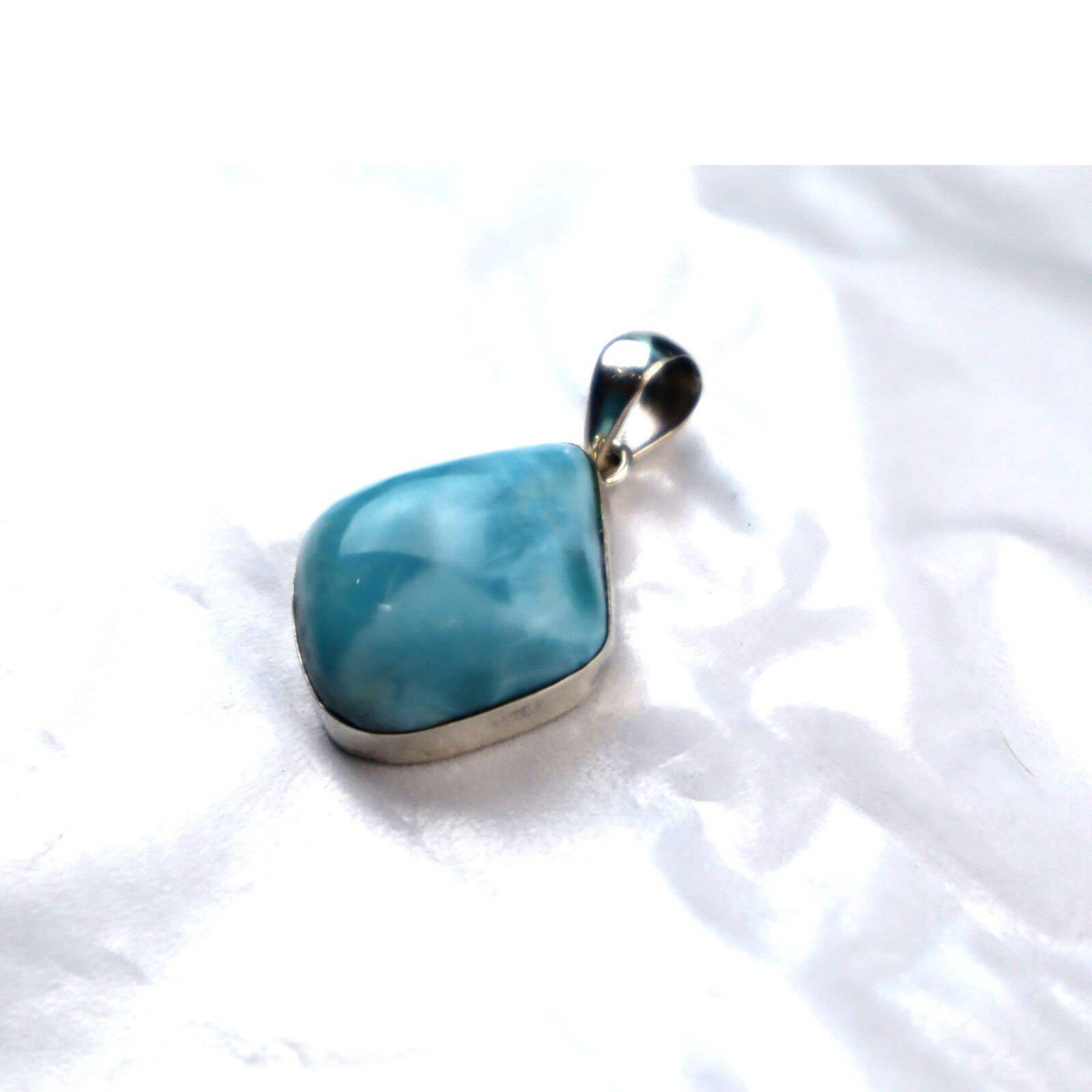 Genuine Beautiful Sky Blue Larimar 925 Sterling Silver Pendant 38mm 10.6g – photo 5