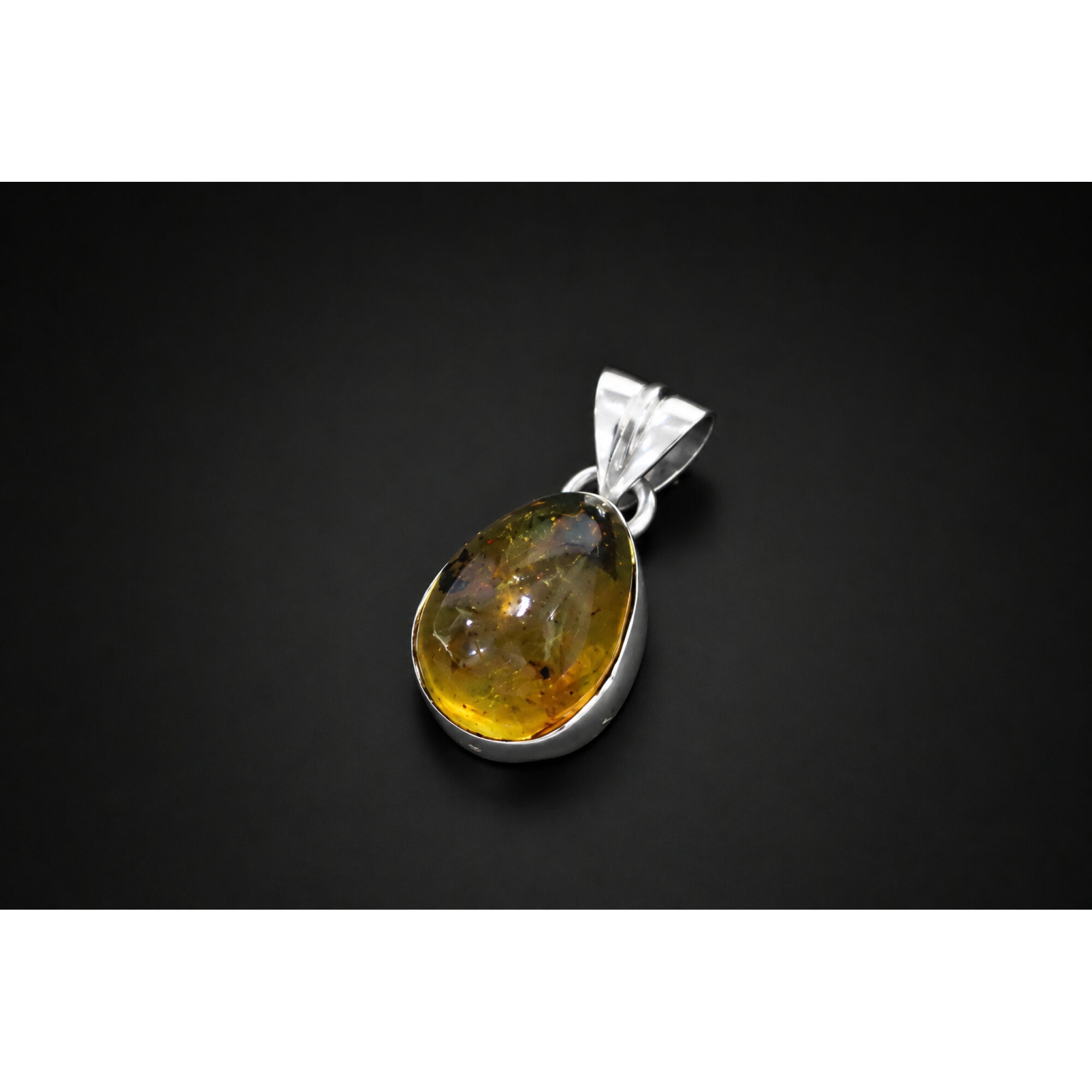 Clear light blue Natural Dominican Amber teardrop 925 Sterling Pendant 22 mm – photo 5