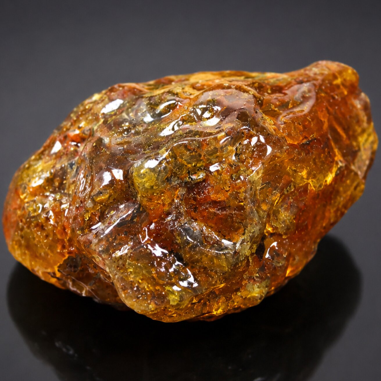 Clear deep orange Natural Dominican Amber rough Specimen 59 mm