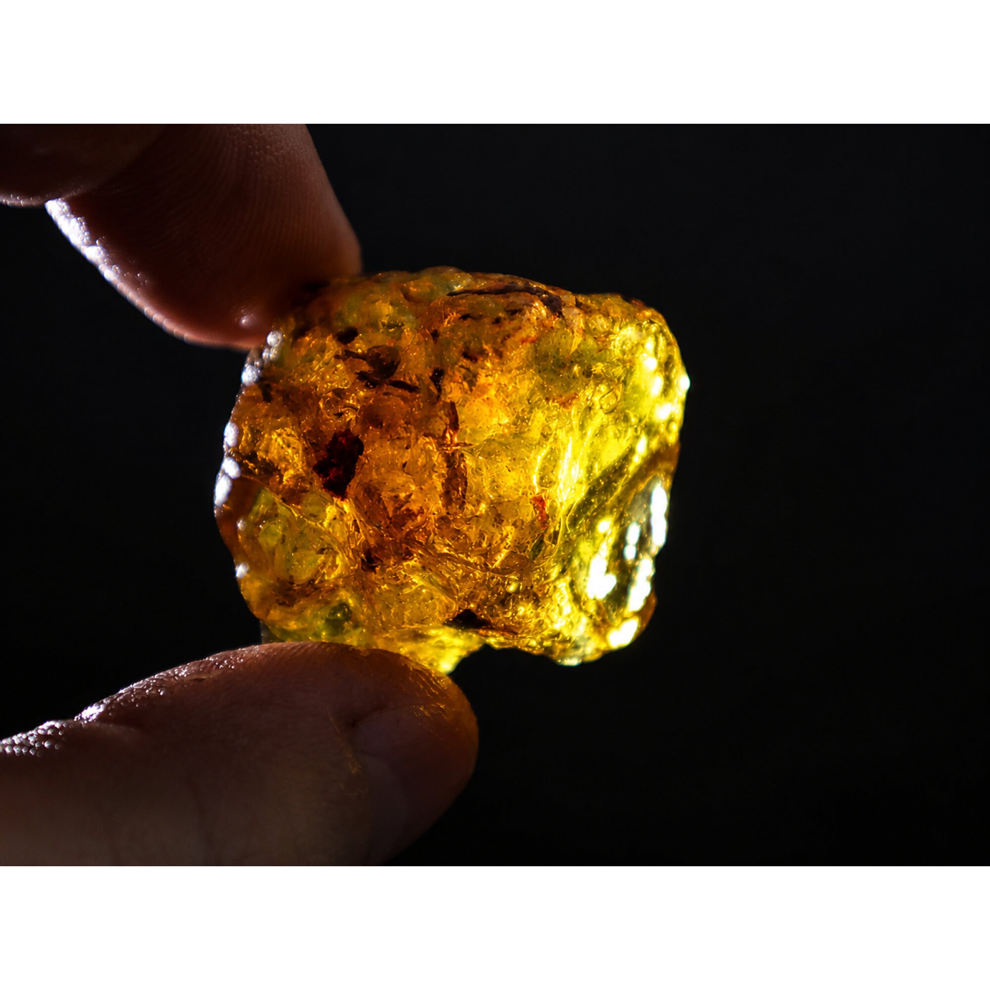 Clear orange blue Natural Dominican Amber rough Specimen 35 mm – photo 5