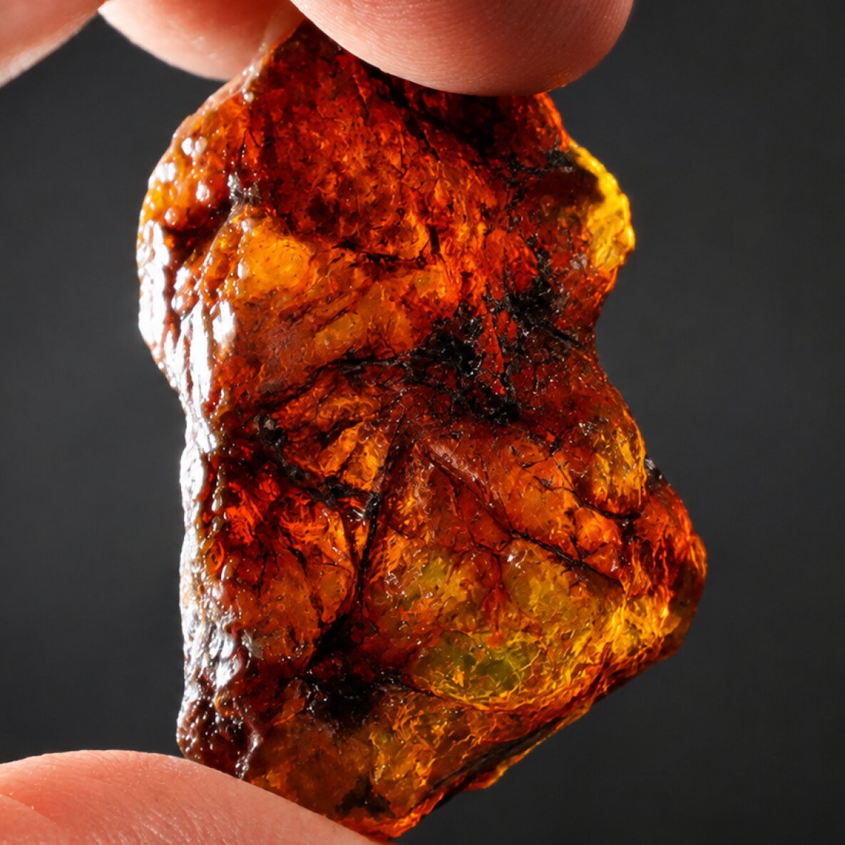 Clear deep orange Natural Dominican Amber rough Specimen 46 mm